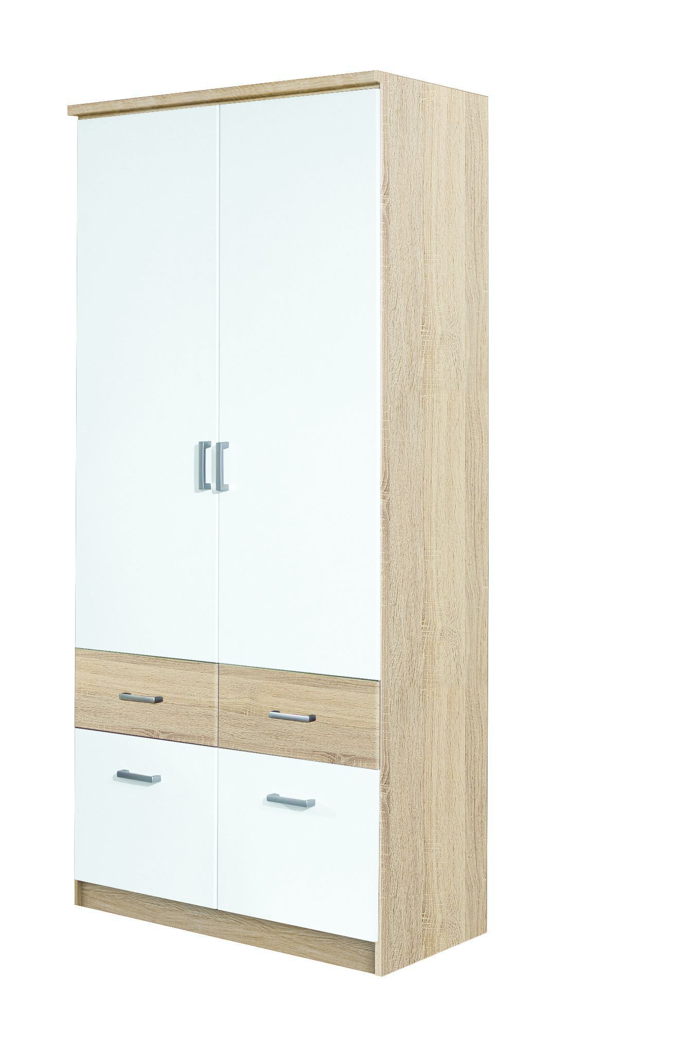 Armoire 2 portes avec 2 tiroirs blanc BREMEN 