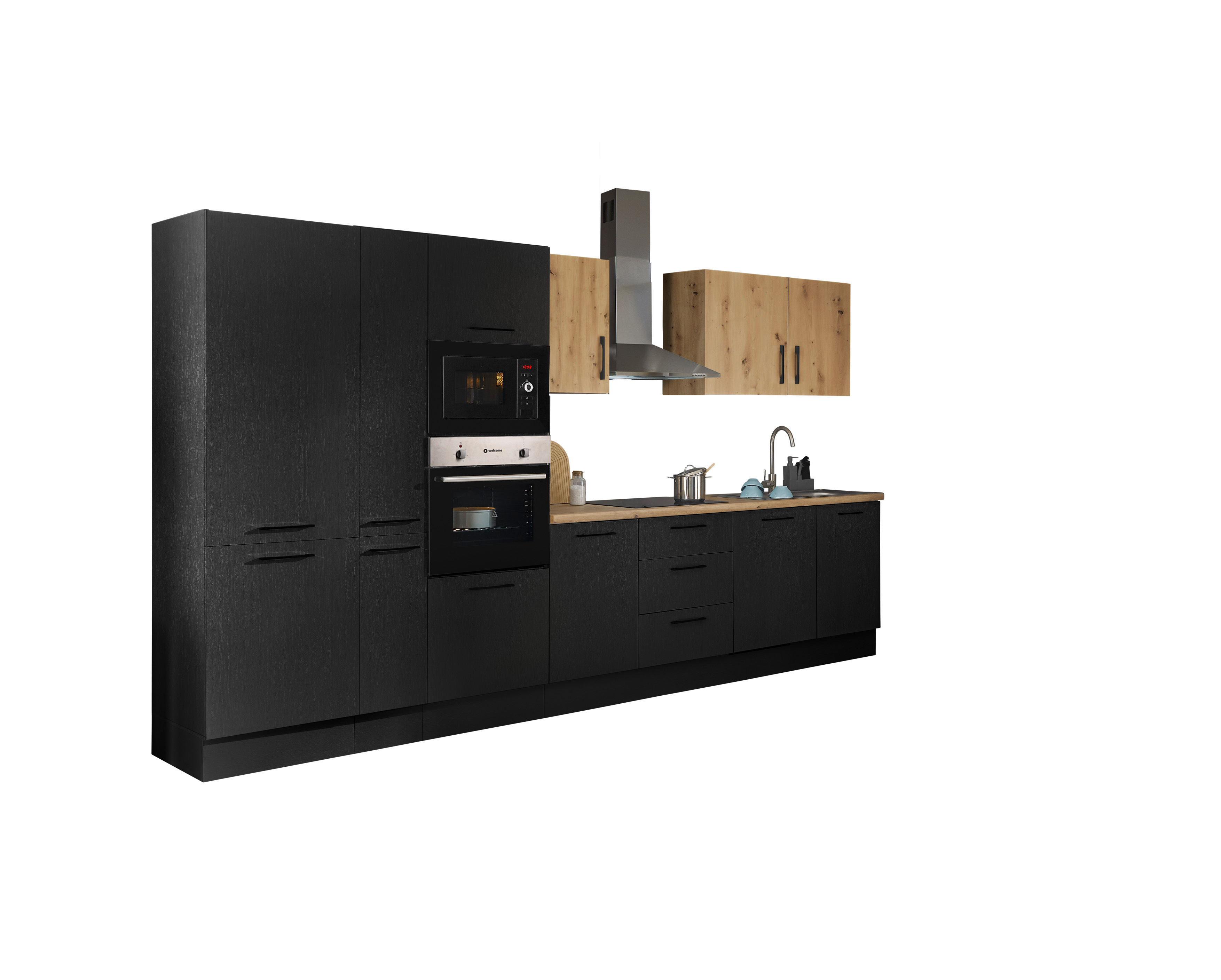 Bloc cuisine avec électroménager CORNWALL (bloc cuisine-four-lave-vaisselle-réfrigérateur-micro-ondes-armoire coulissante) III