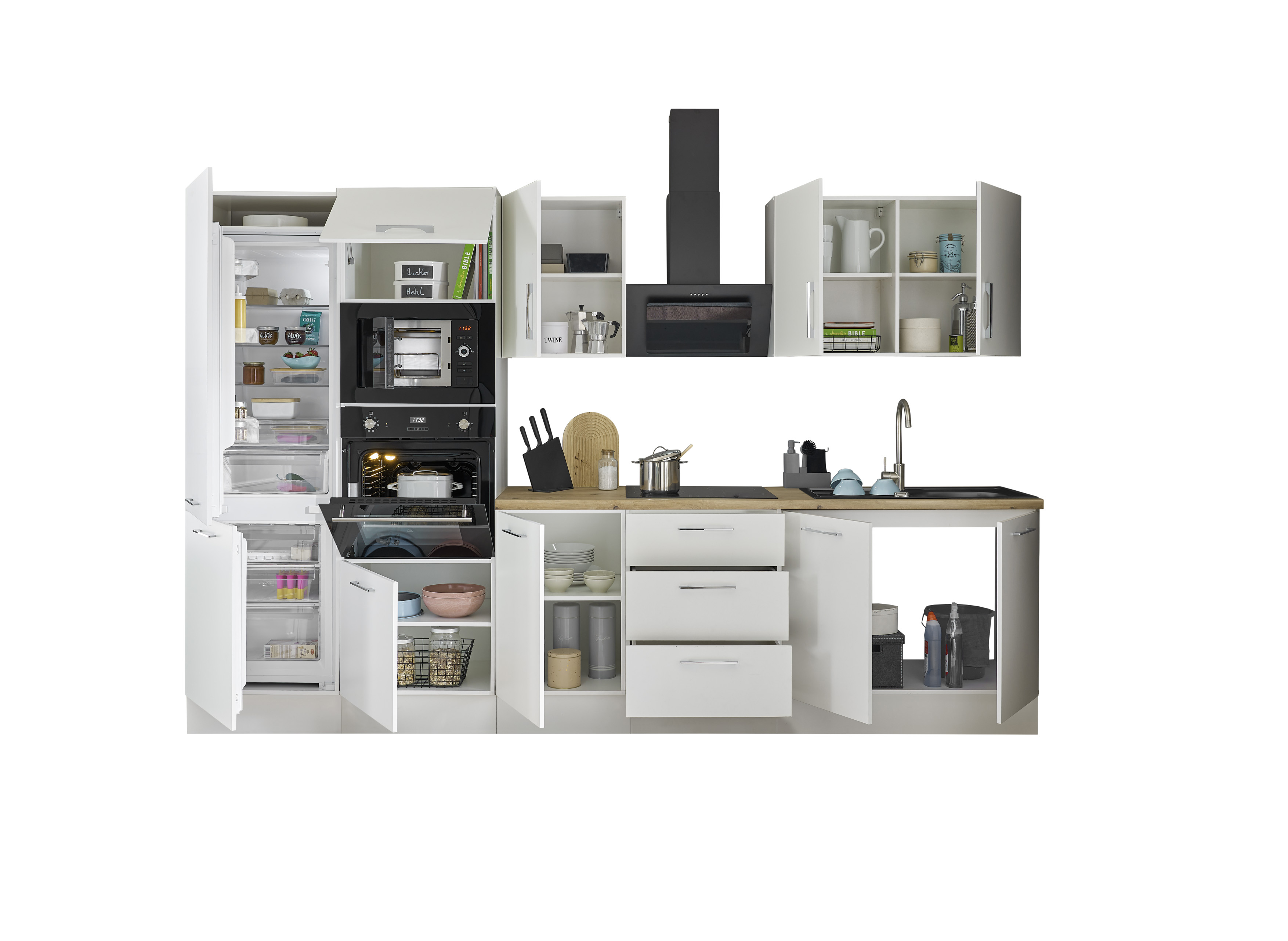 Bloc cuisine avec électroménager CORNWALL (bloc cuisine-four-réfrigérateur-micro-ondes) II