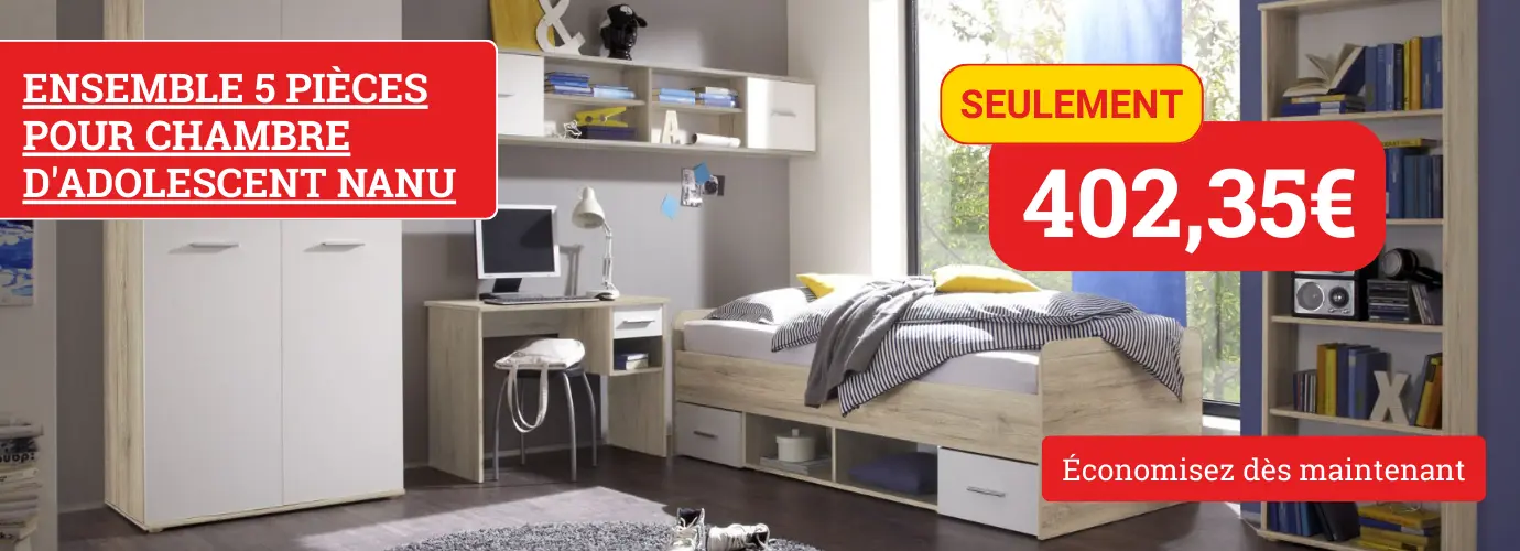 Prix MEGA ! Chambre d'ado NANU 5 pièces