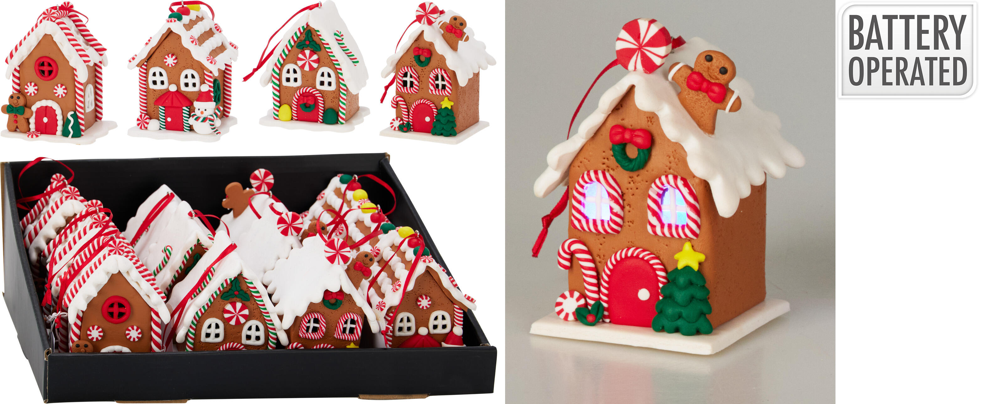 Maison de pain d'épices LED à suspendre CHRISTMAS