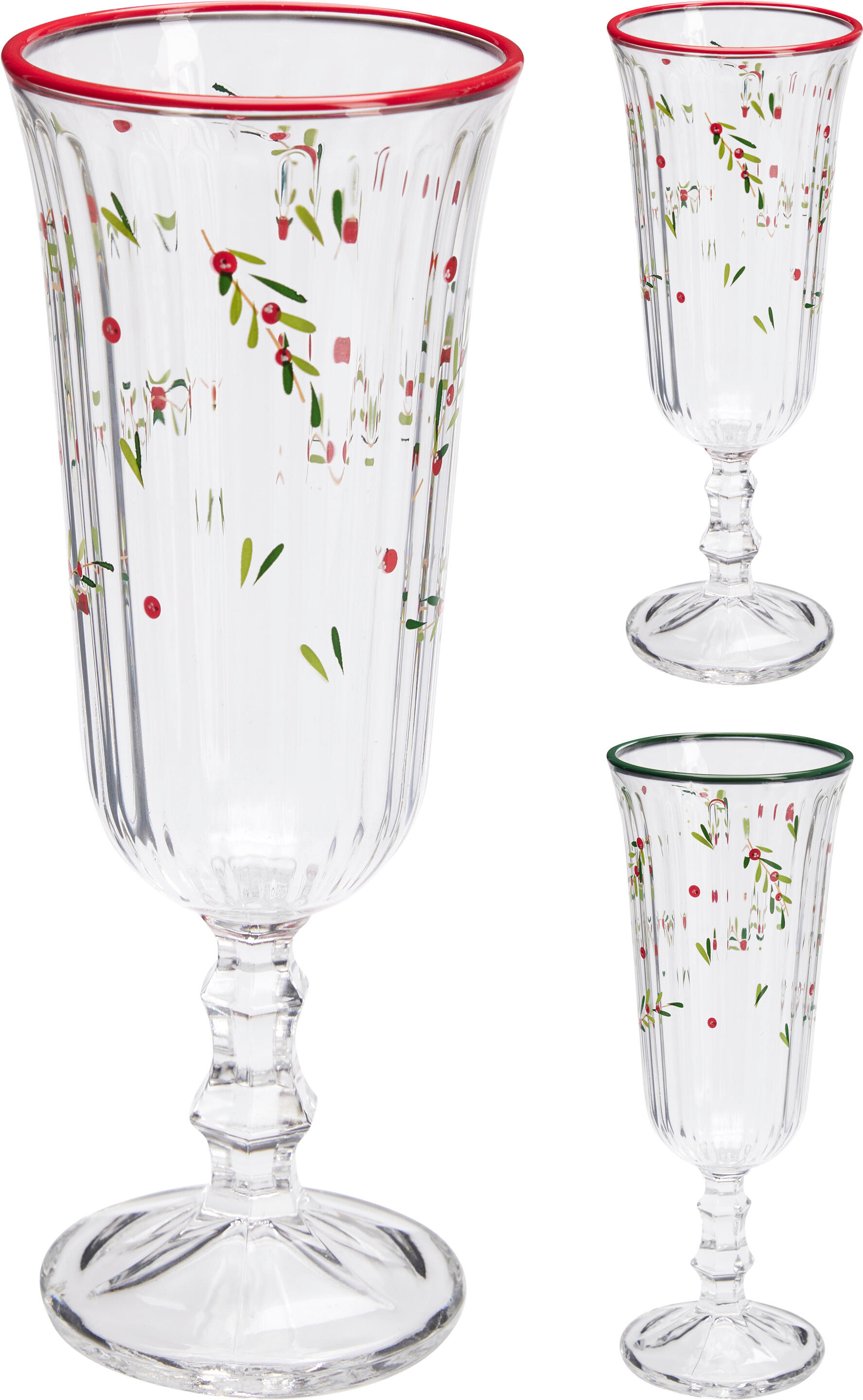 Verre à champagne motif branche avec baies CHRISTMAS