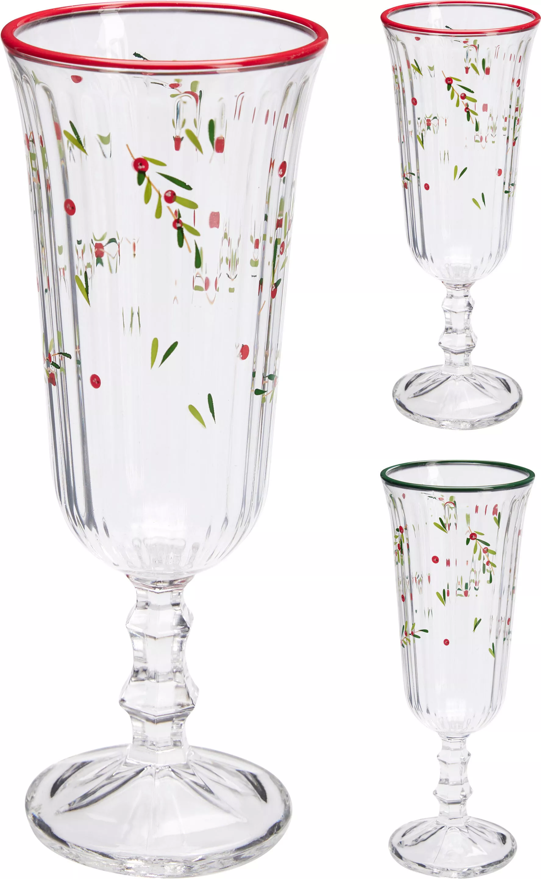 Verre à champagne motif branche avec baies CHRISTMAS