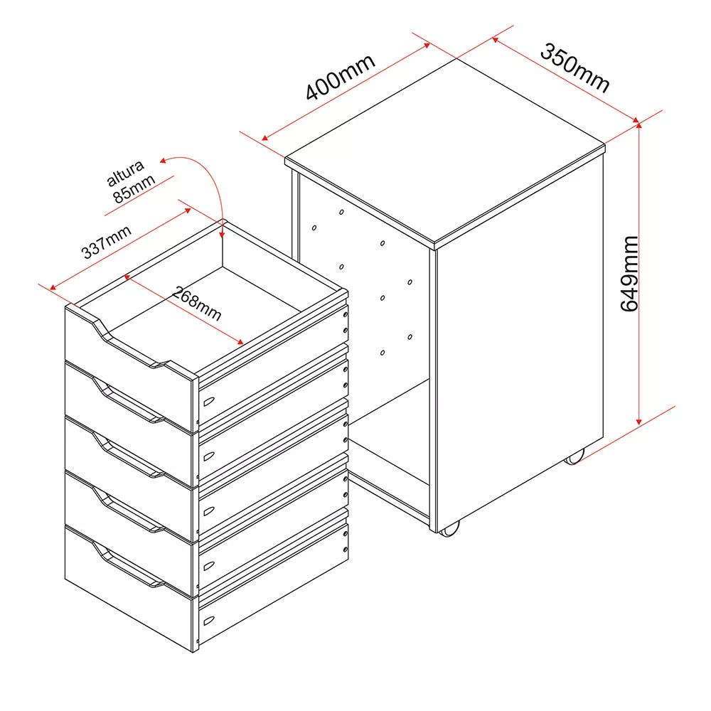 Caisson de bureau sur roulettes NILS