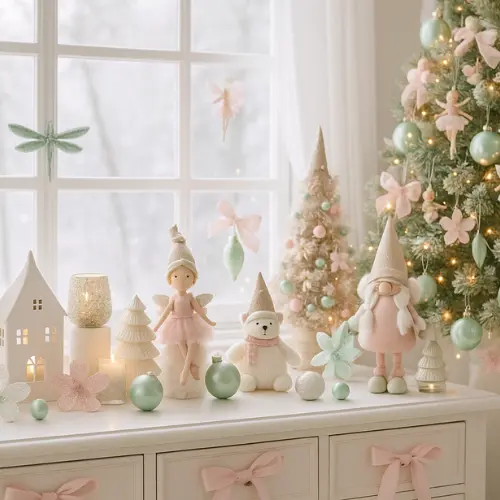 Décorations de Noël : rose et menthe