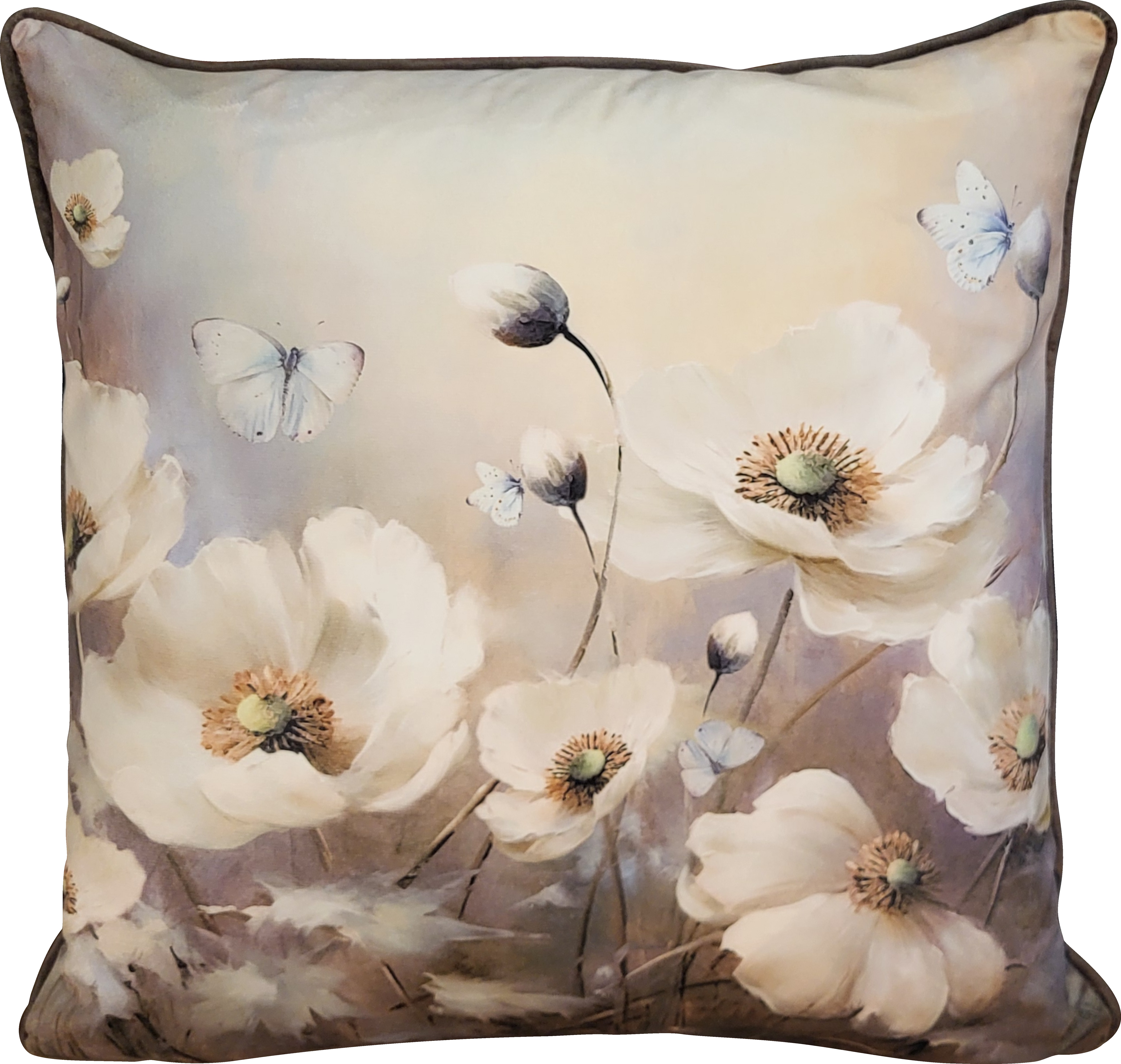 Housse de coussin fleurs de pavot/papillons  IRA