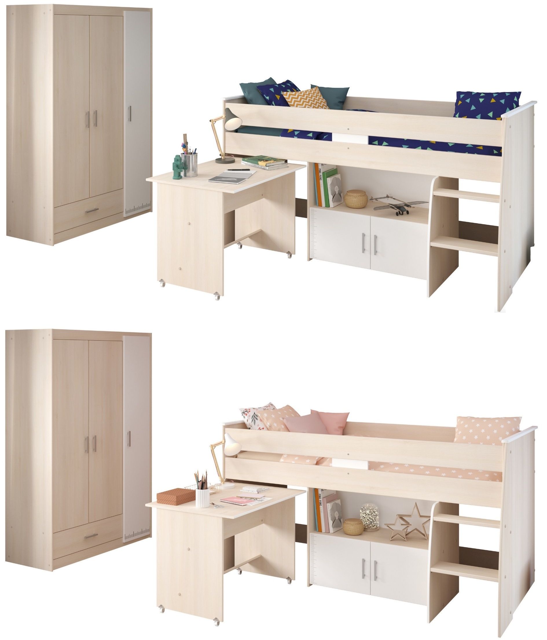 Rangement enfant multifonction : tables, bancs et étagères intégrés