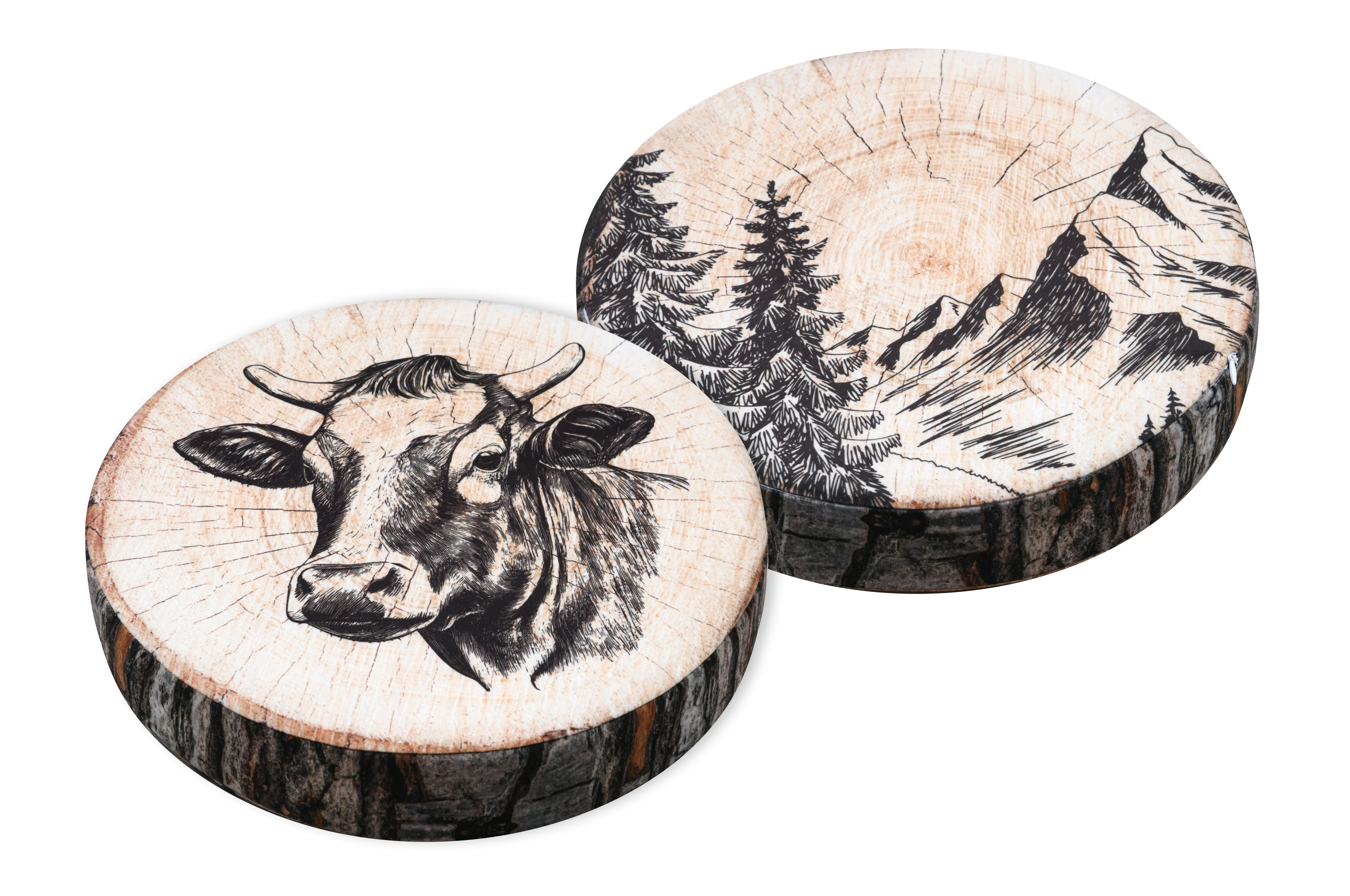 Galette de chaise ronde aspect rondin de bois HOMETEX Galette de chaise ronde aspect rondin de bois HOMETEX