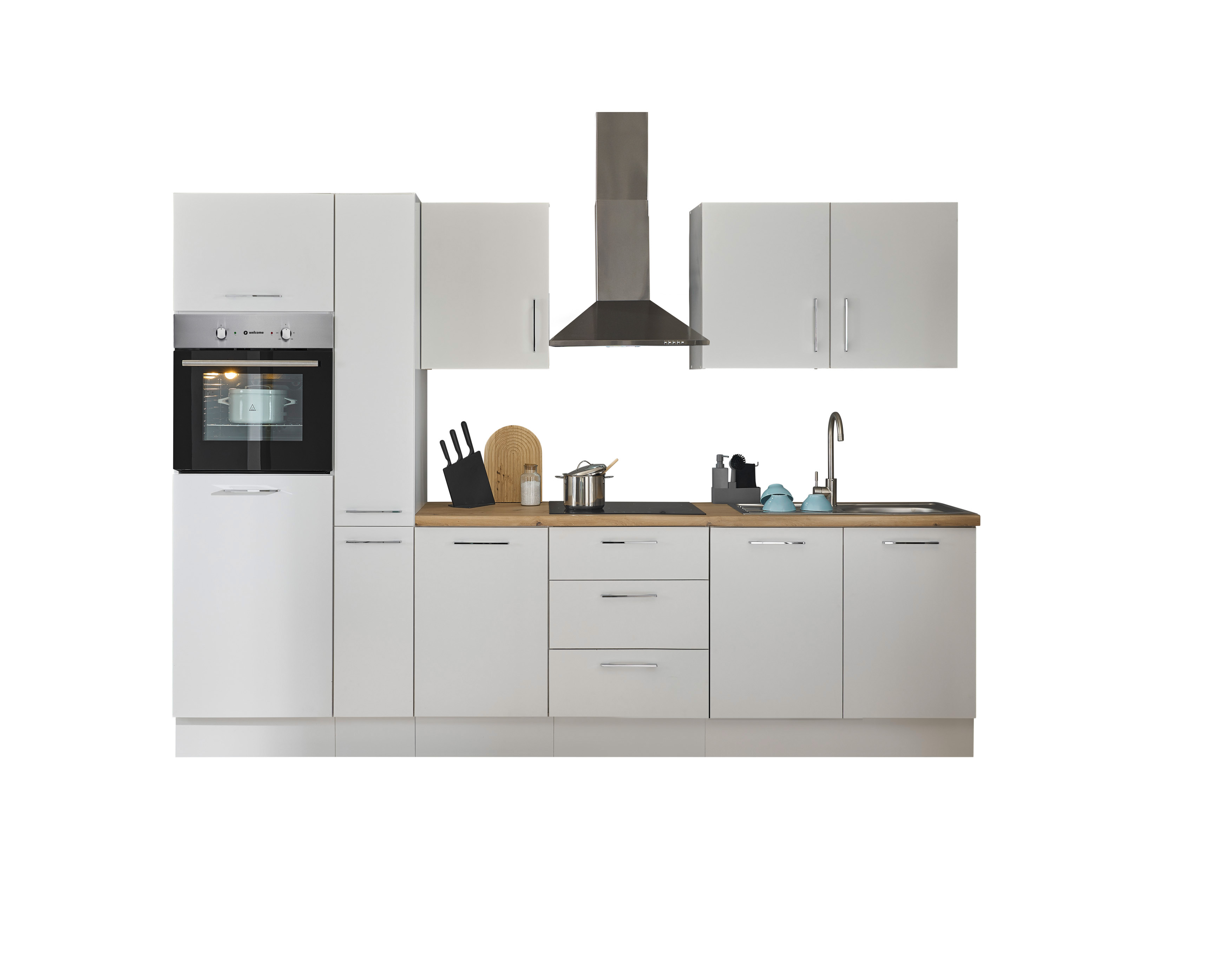 Bloc cuisine avec électroménager CORNWALL (bloc cuisine-four-réfrigérateur-armoire coulissante) I Bloc cuisine avec électroménager CORNWALL (bloc cuisine-four-réfrigérateur-armoire coulissante) I