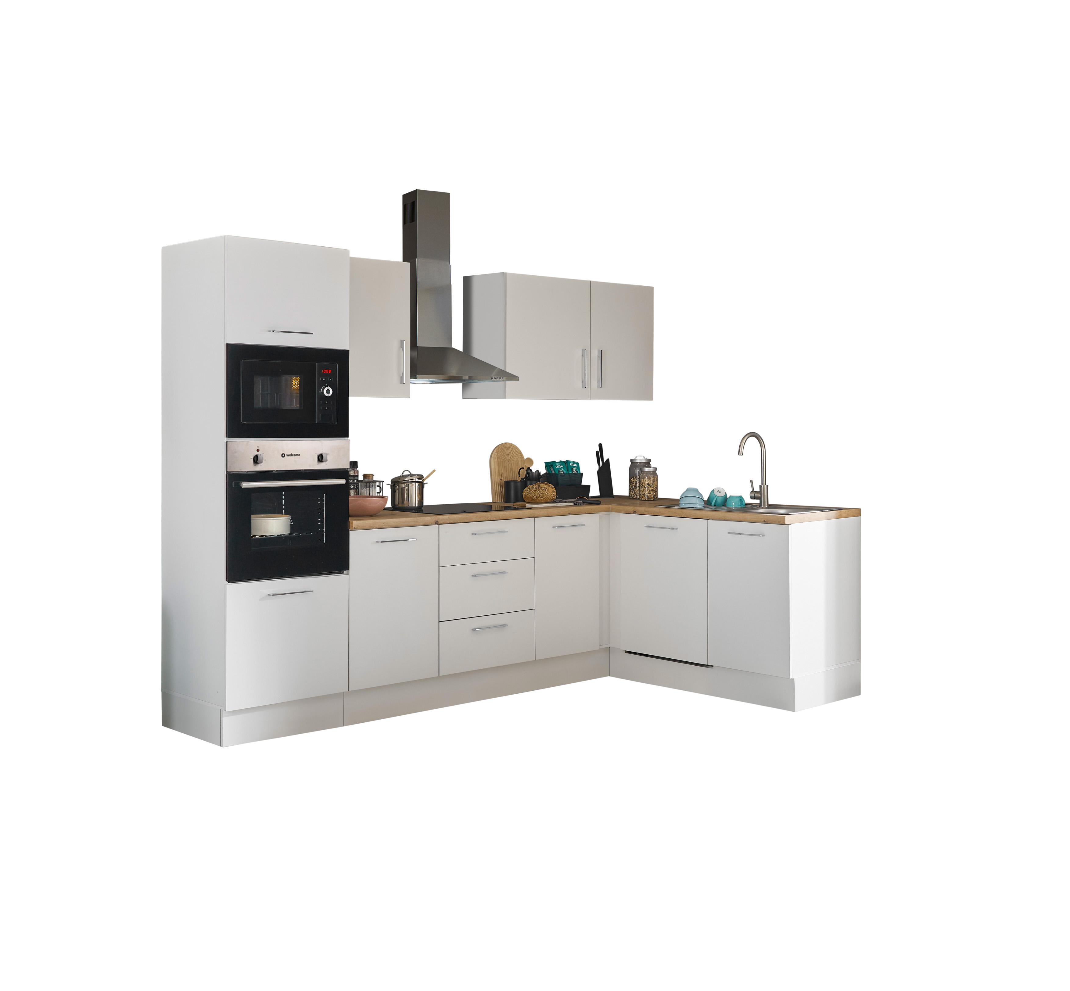 Bloc cuisine avec électroménager CORNWALL (cuisine d'angle-four-lave-vaisselle-micro-ondes) I Bloc cuisine avec électroménager CORNWALL (cuisine d'angle-four-lave-vaisselle-micro-ondes) I