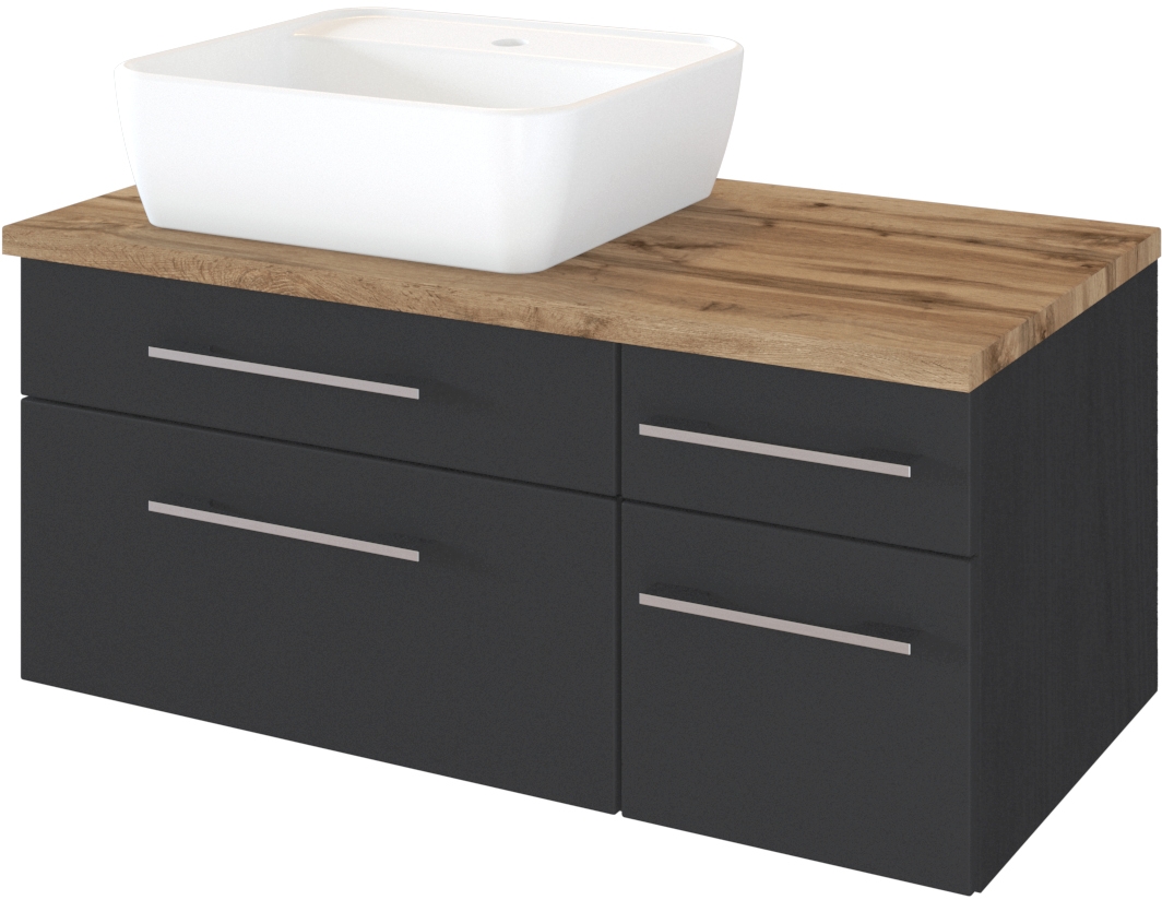 Meuble sous vasque 90 avec vasque à poser à gauche DAVOS Meuble sous vasque 90 avec vasque à poser à gauche DAVOS