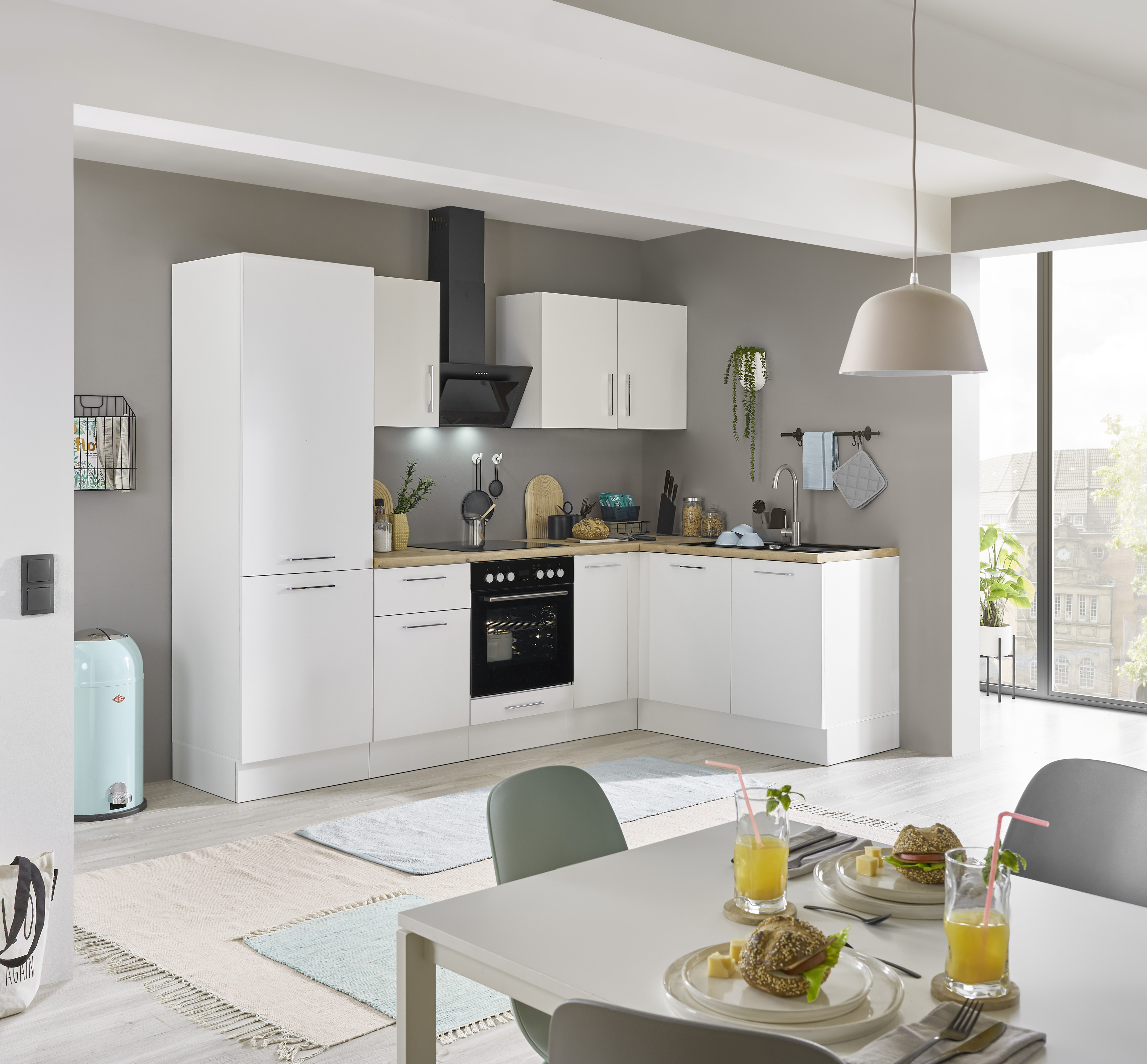 Bloc cuisine avec électroménager CORNWALL (cuisine d'angle-réfirgérateur) II