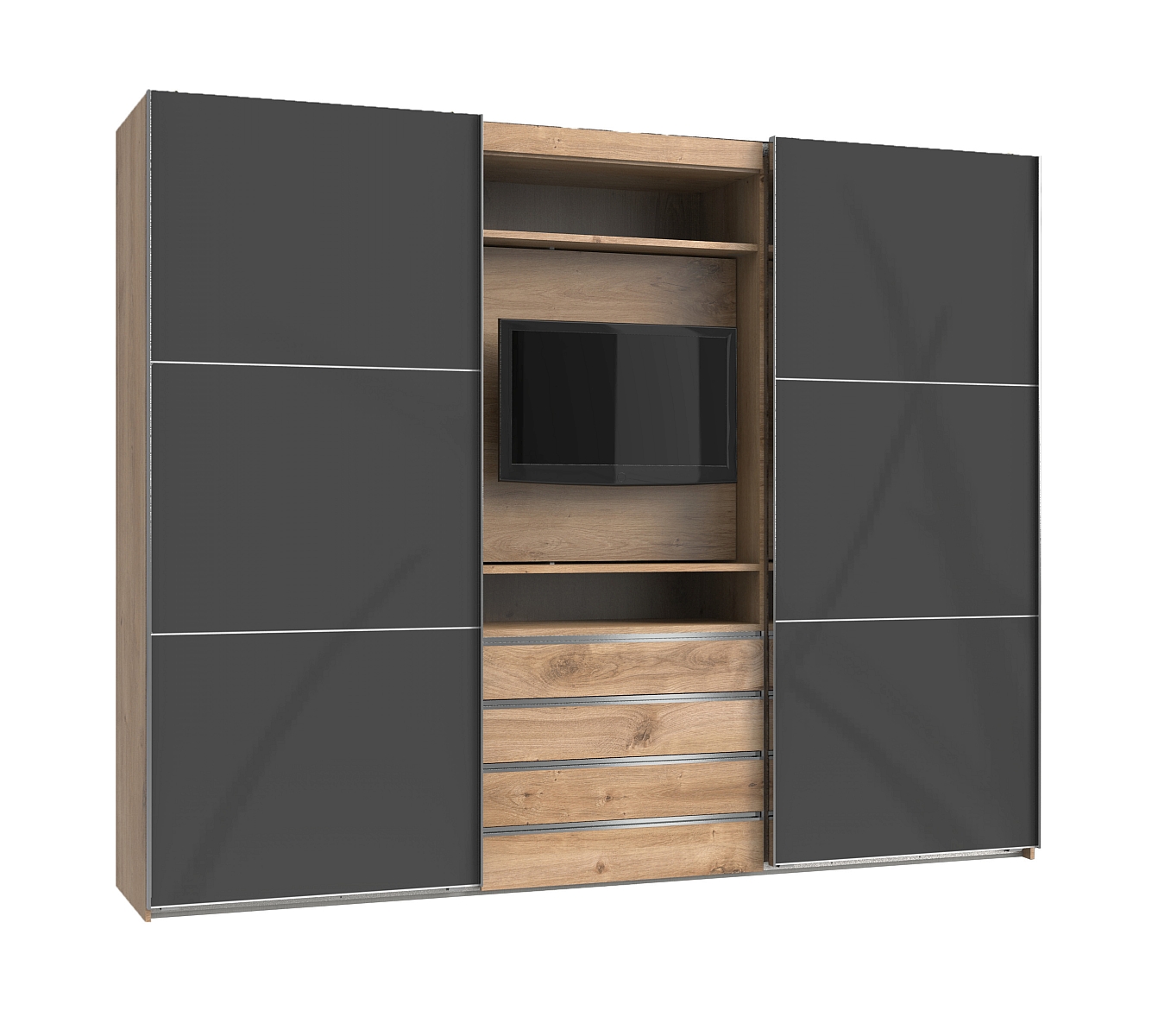 Armoire à portes coulissantes avec support TV intégré MAGIC GLAS