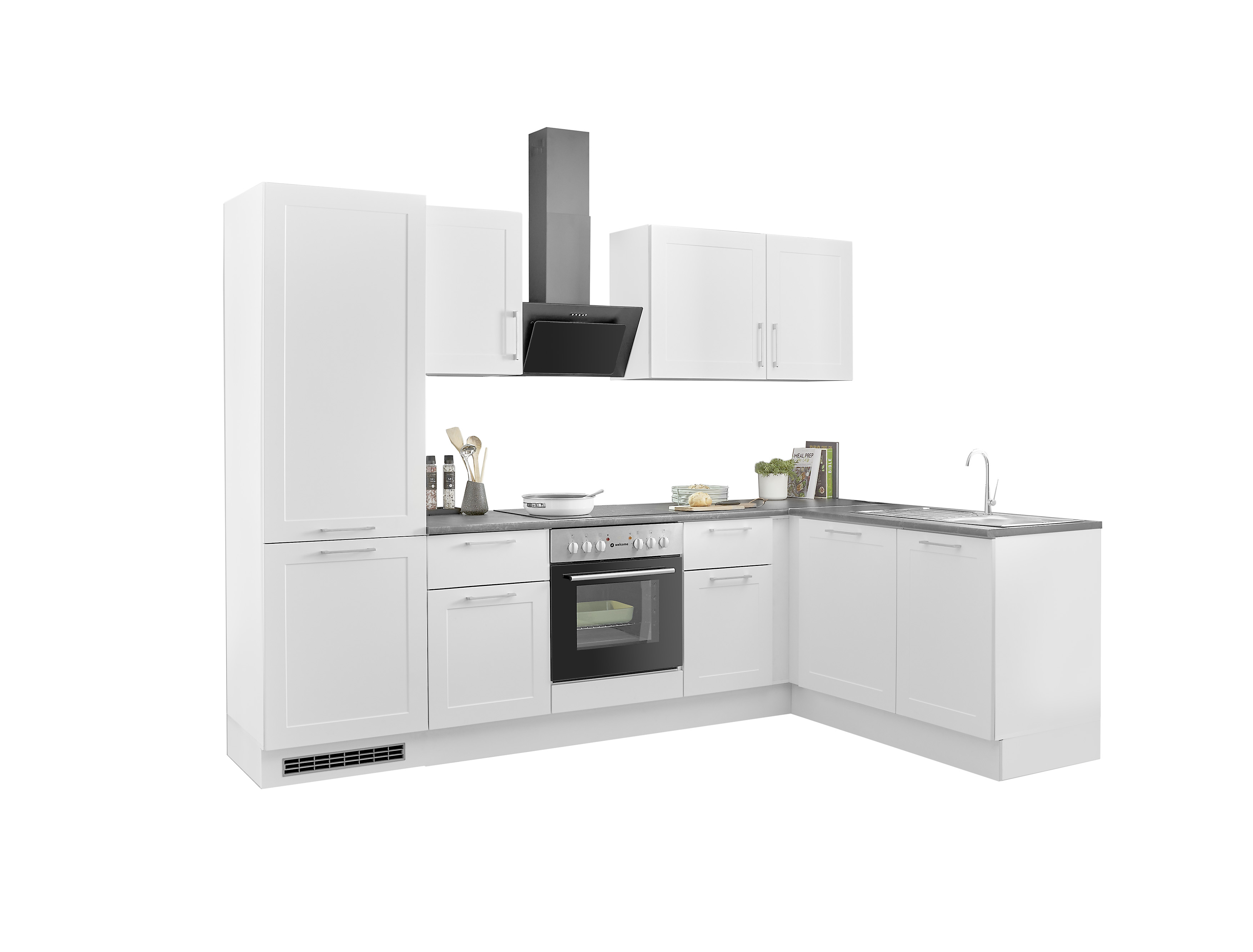 Bloc cuisine avec électroménager HASTINGS (cuisine d'angle-réfrigérateur) I
