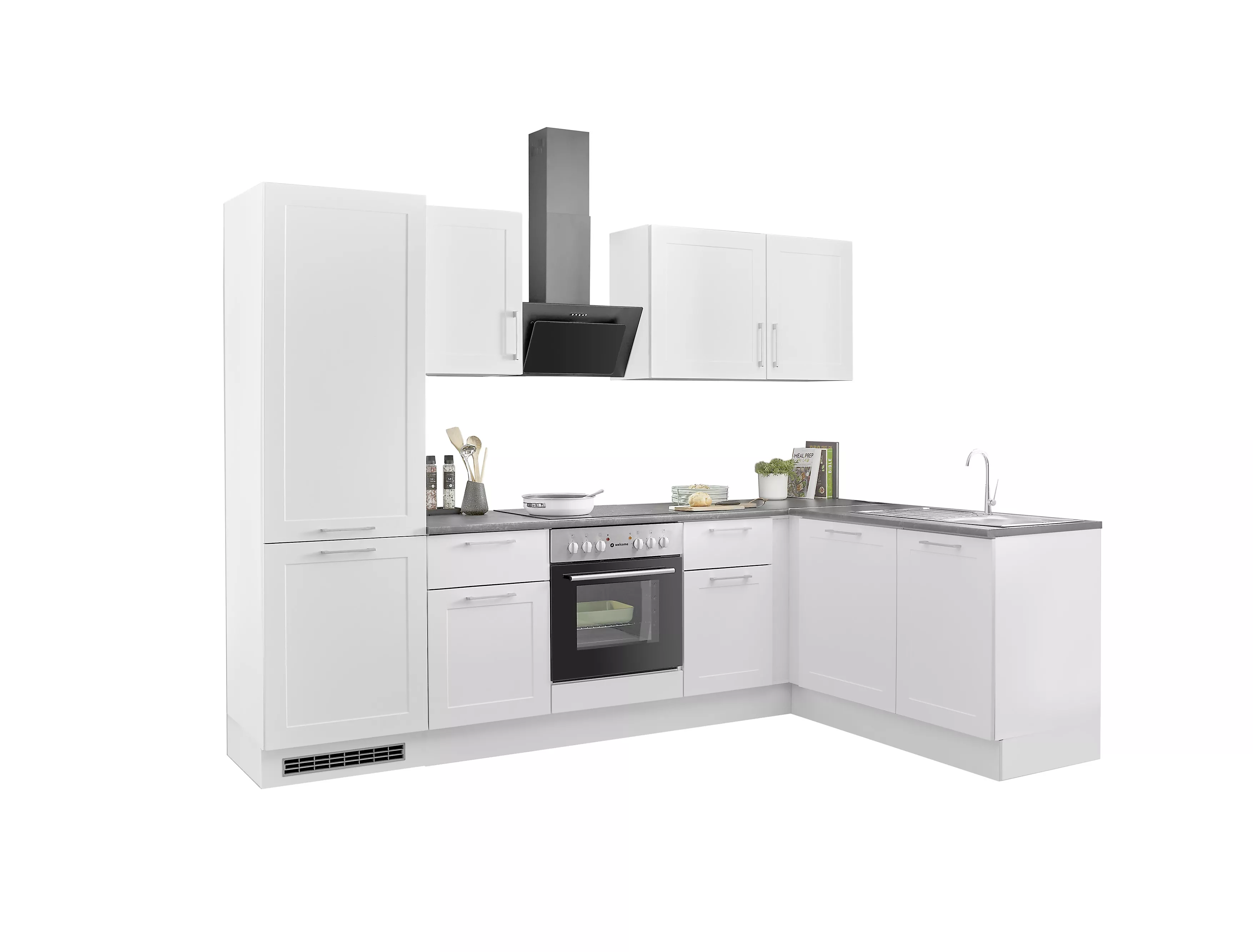 Bloc cuisine avec électroménager HASTINGS (cuisine d'angle-réfrigérateur) I