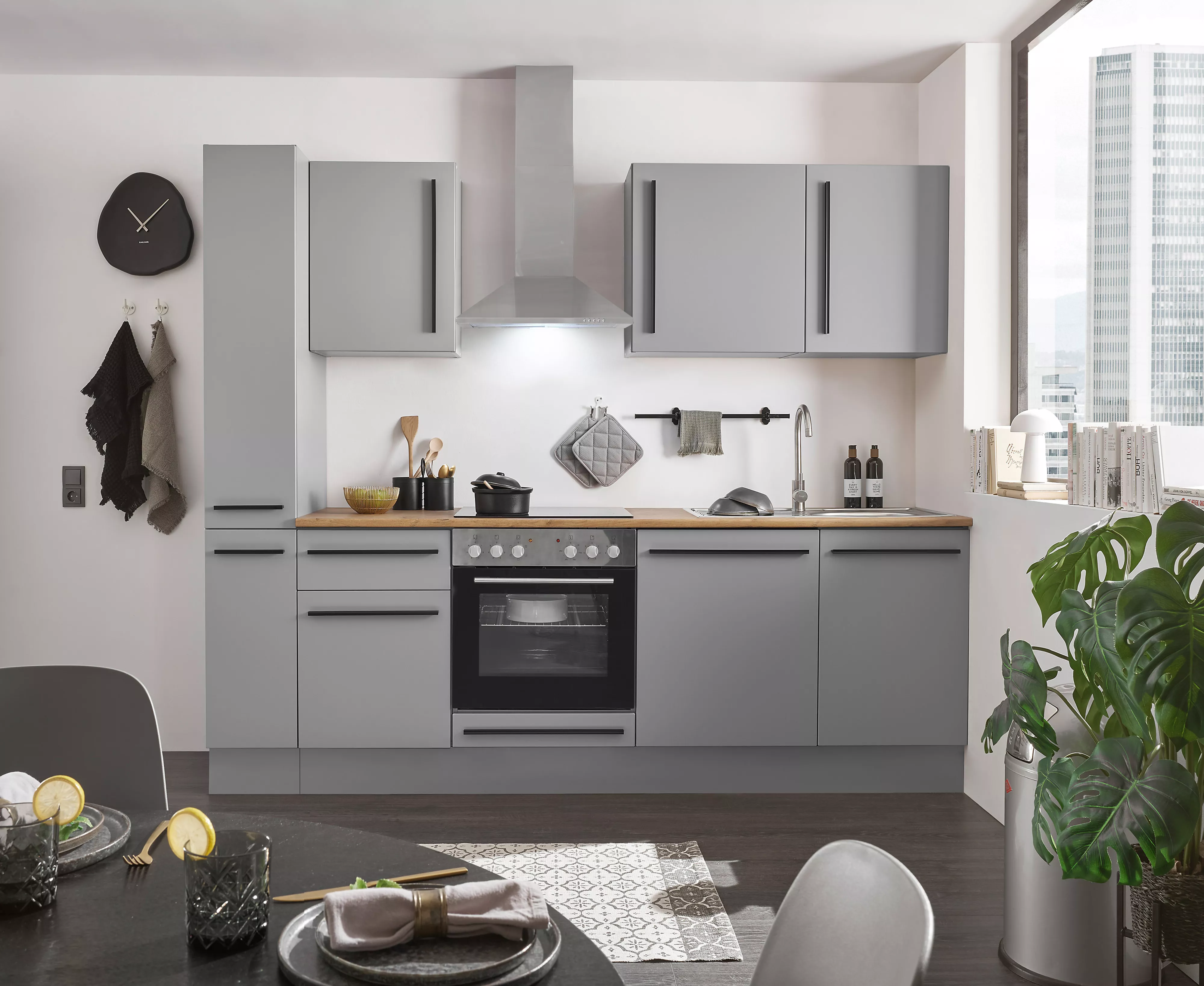 Bloc cuisine avec électroménager MANCHESTER (bloc cuisine-armoire coulissante) I