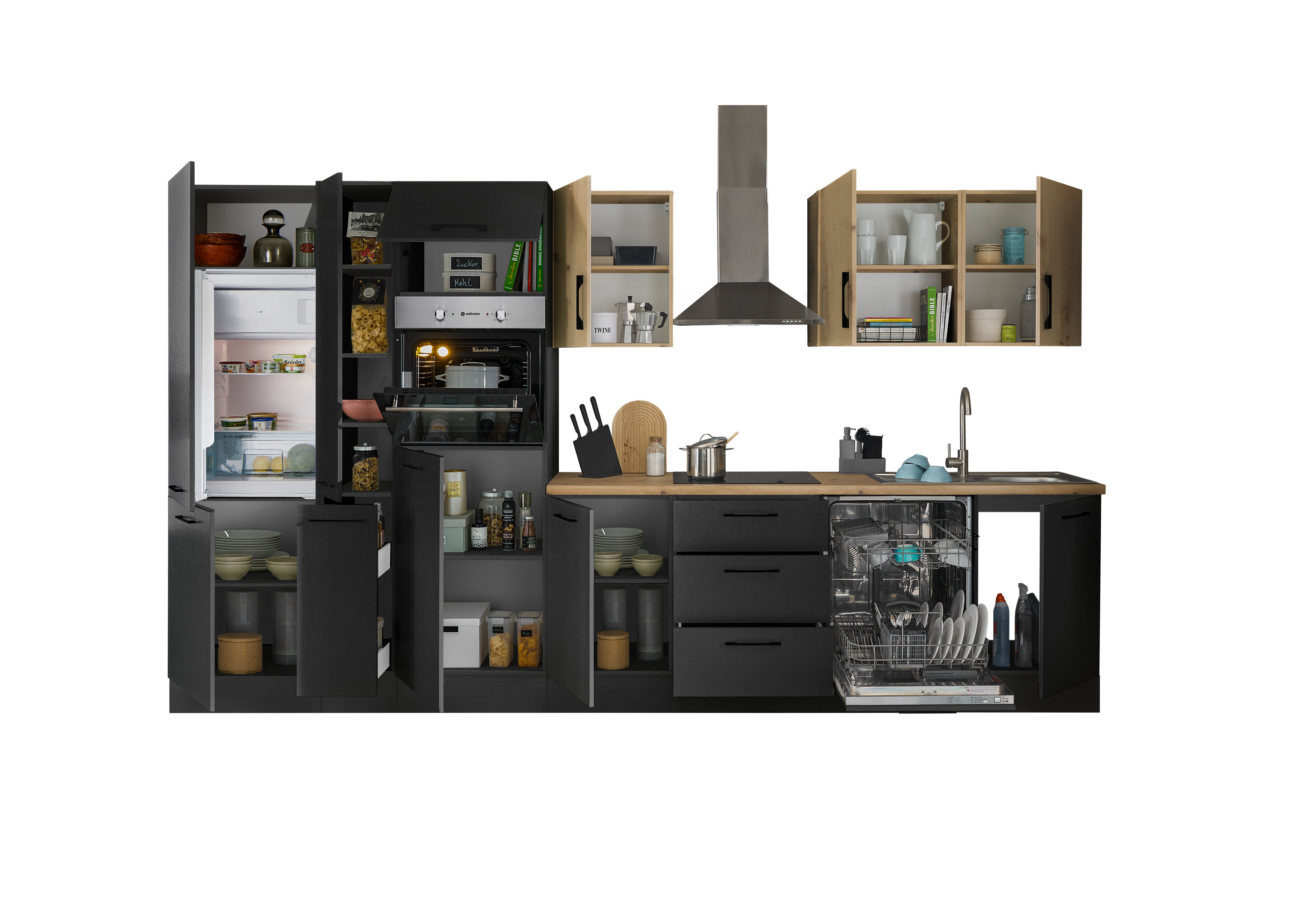 Bloc cuisine avec électroménager CORNWALL (bloc cuisine-four-lave-vaisselle-réfrigérateur-armoire coulissante) VII