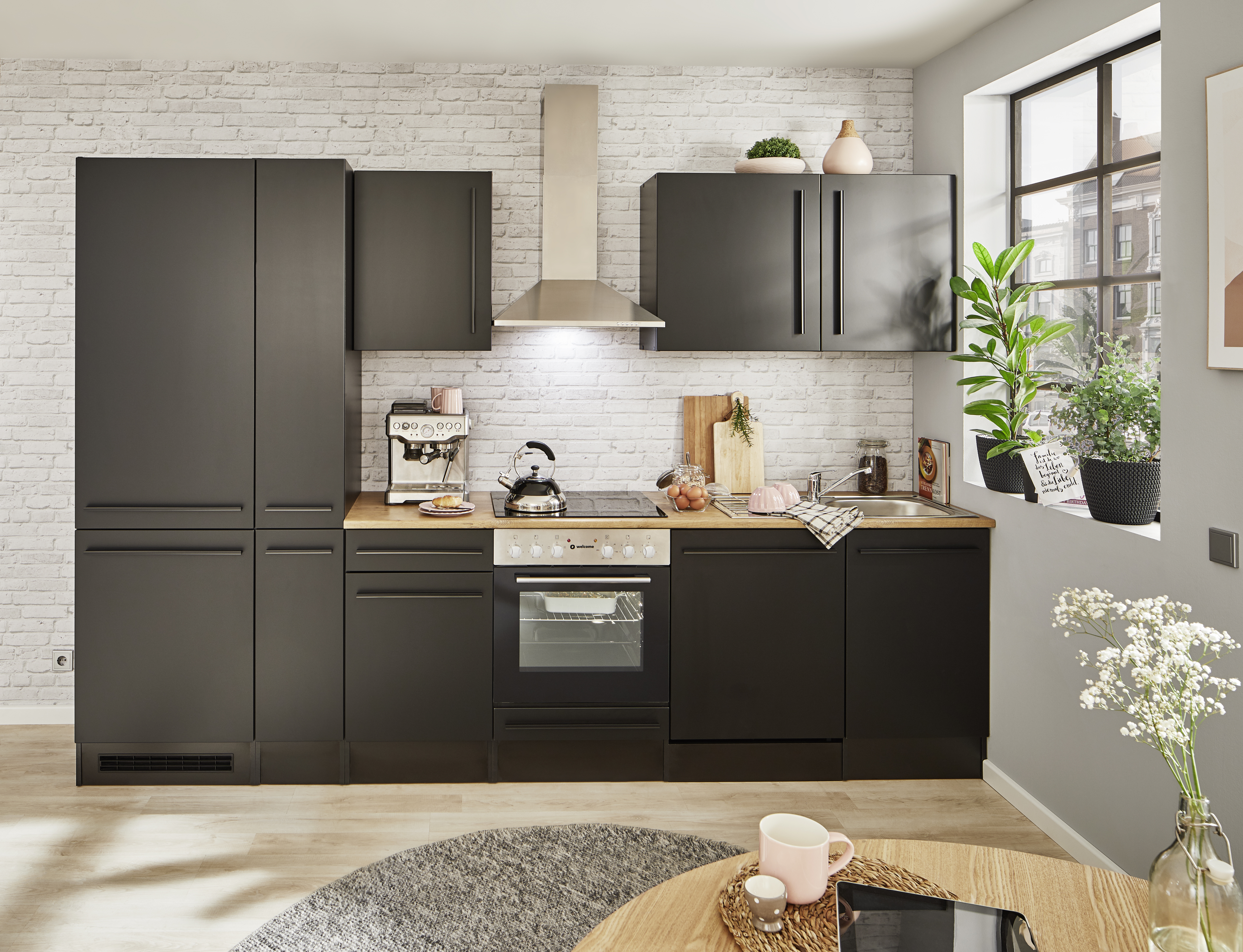 Bloc cuisine avec électroménager JAZZ 8 (bloc cuisine-réfrigérateur-armoire coulissante) II