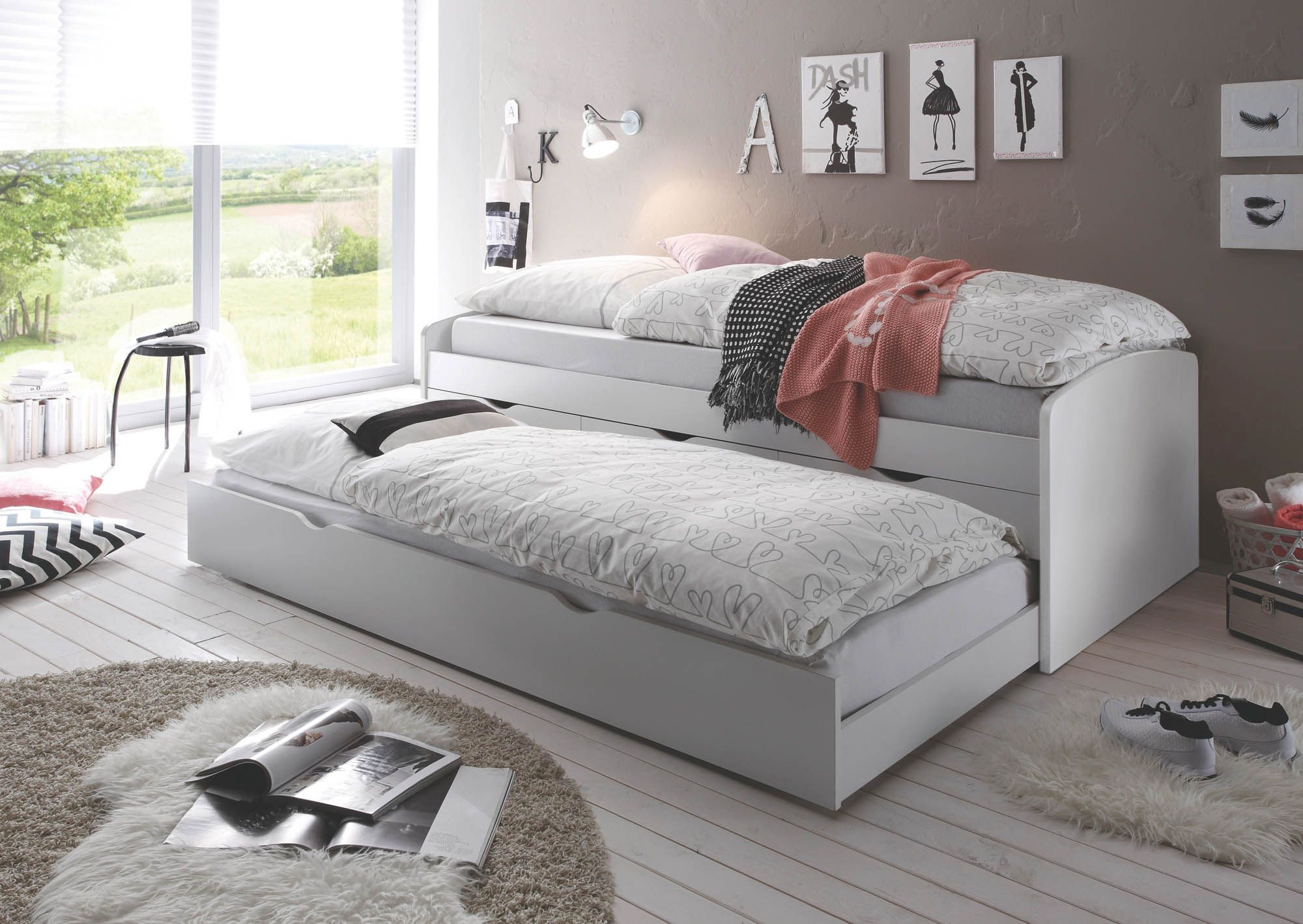 Lit gigogne avec rangement 90 x 200 cm NESSI