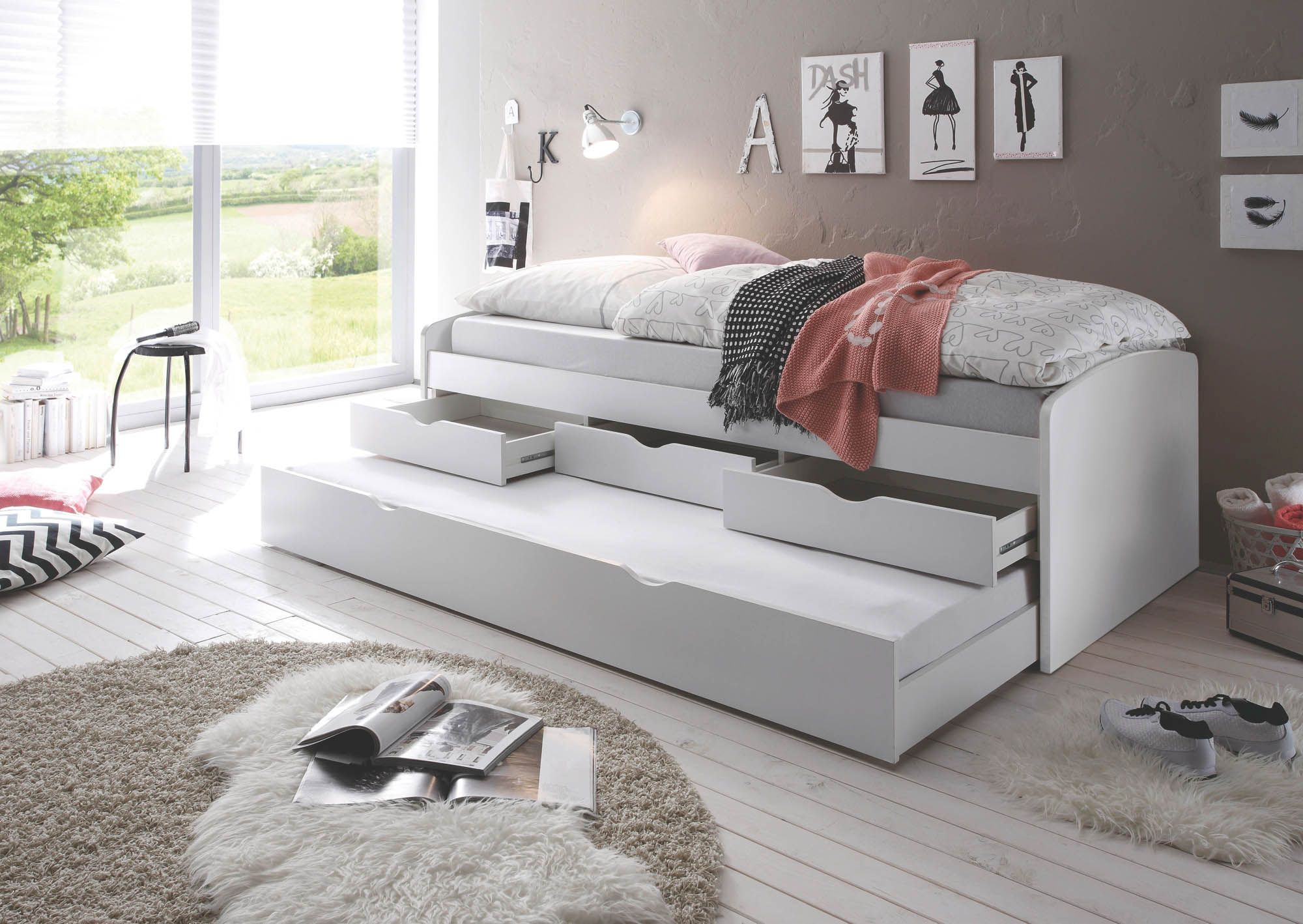 Lit gigogne avec rangement 90 x 200 cm NESSI