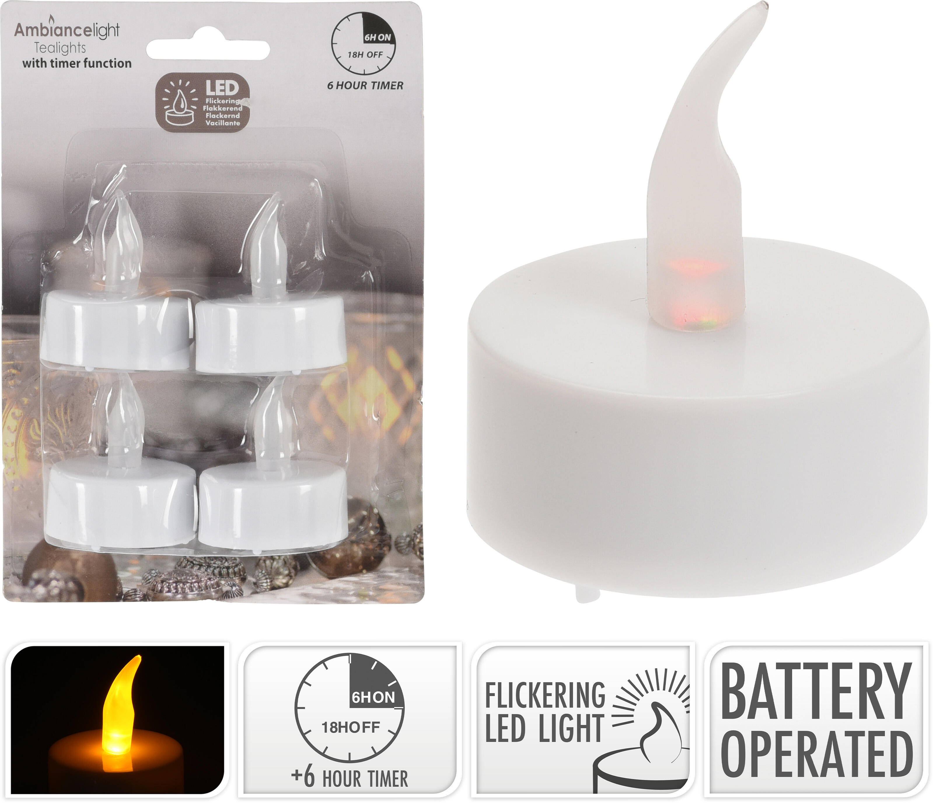 Lot de 4 bougies chauffe-plats LED LED