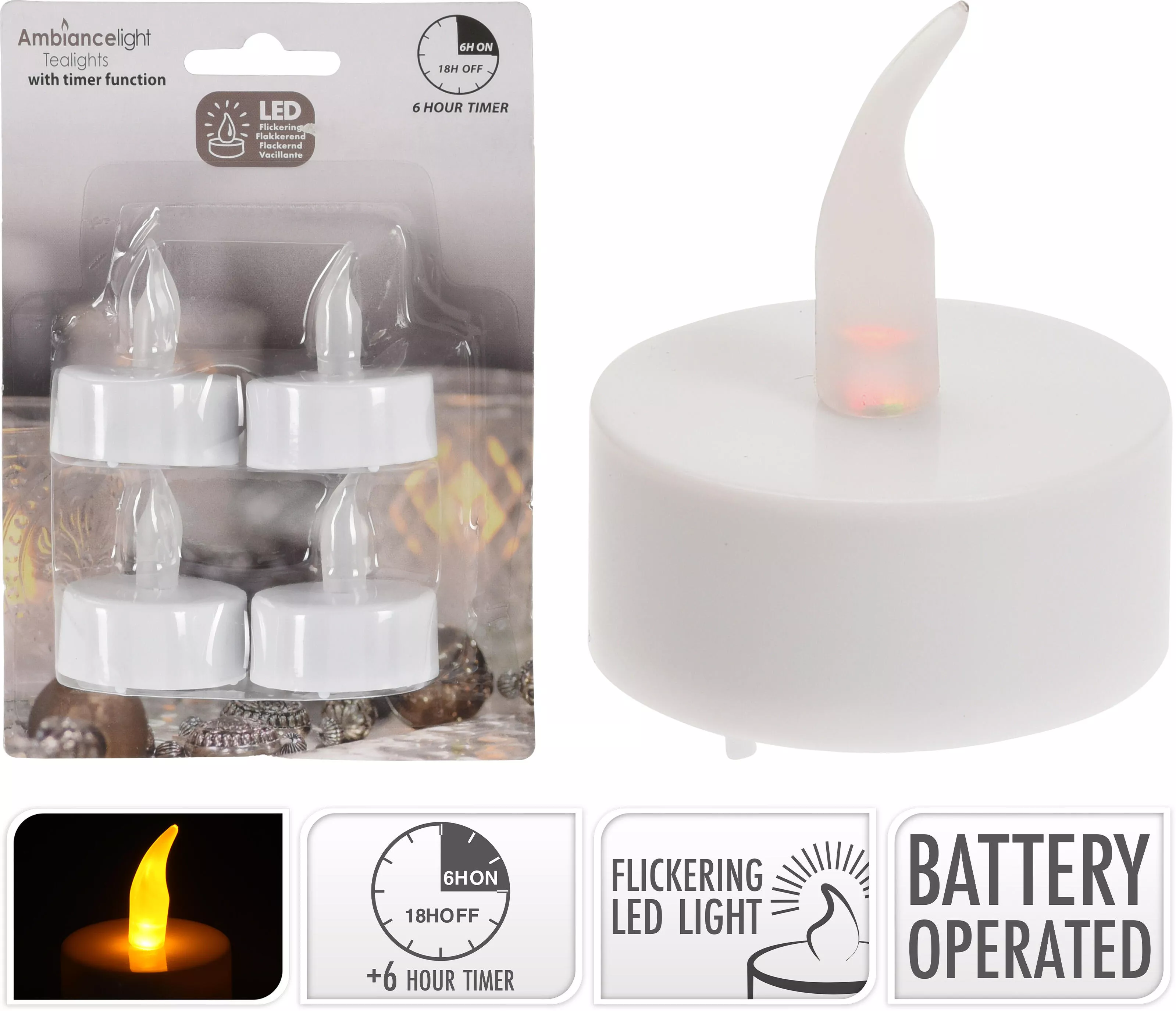 Lot de 4 bougies chauffe-plats LED LED