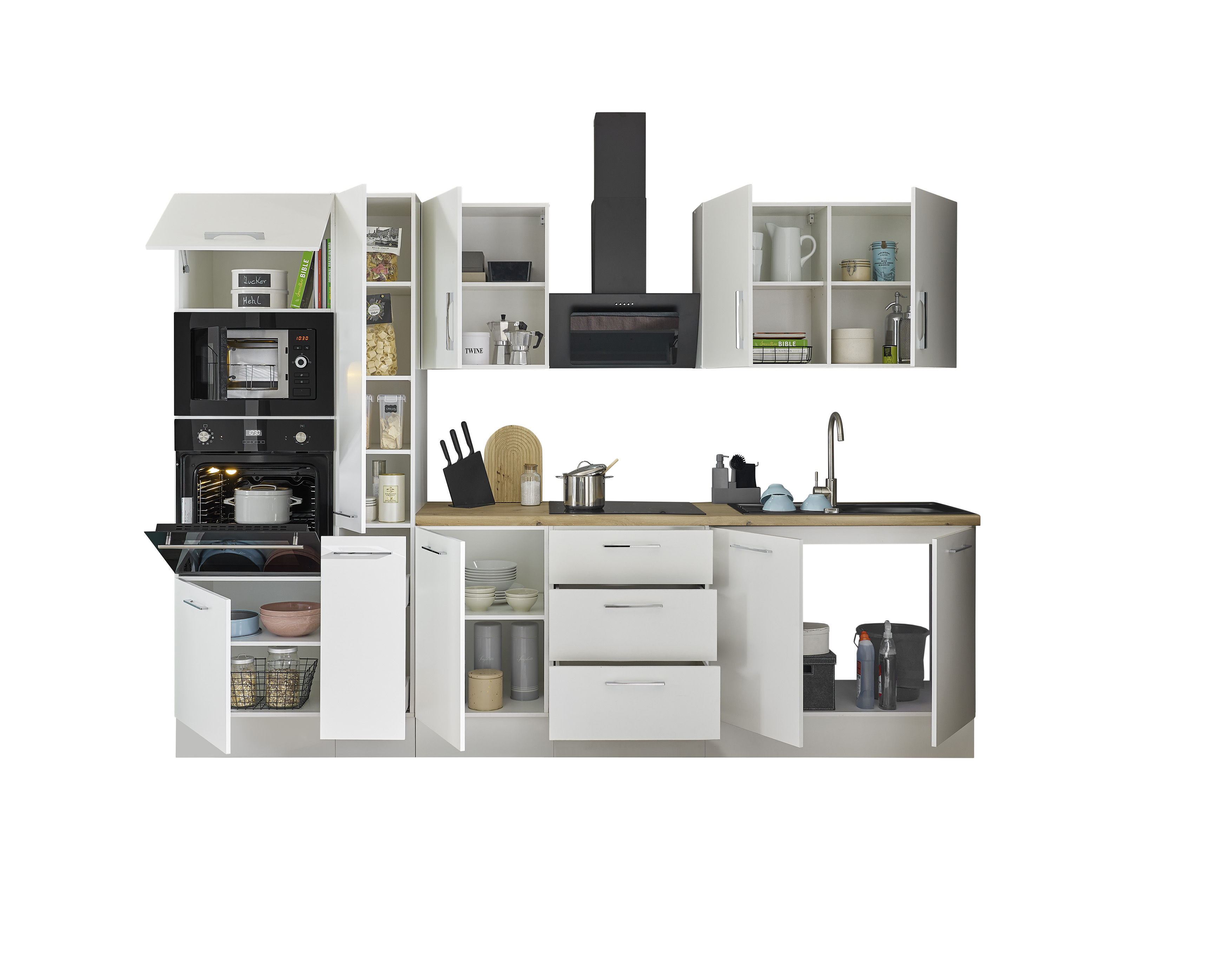 Bloc cuisine avec électroménager CORNWALL (bloc cuisine-four-micro-ondes-armoire coulissante) II