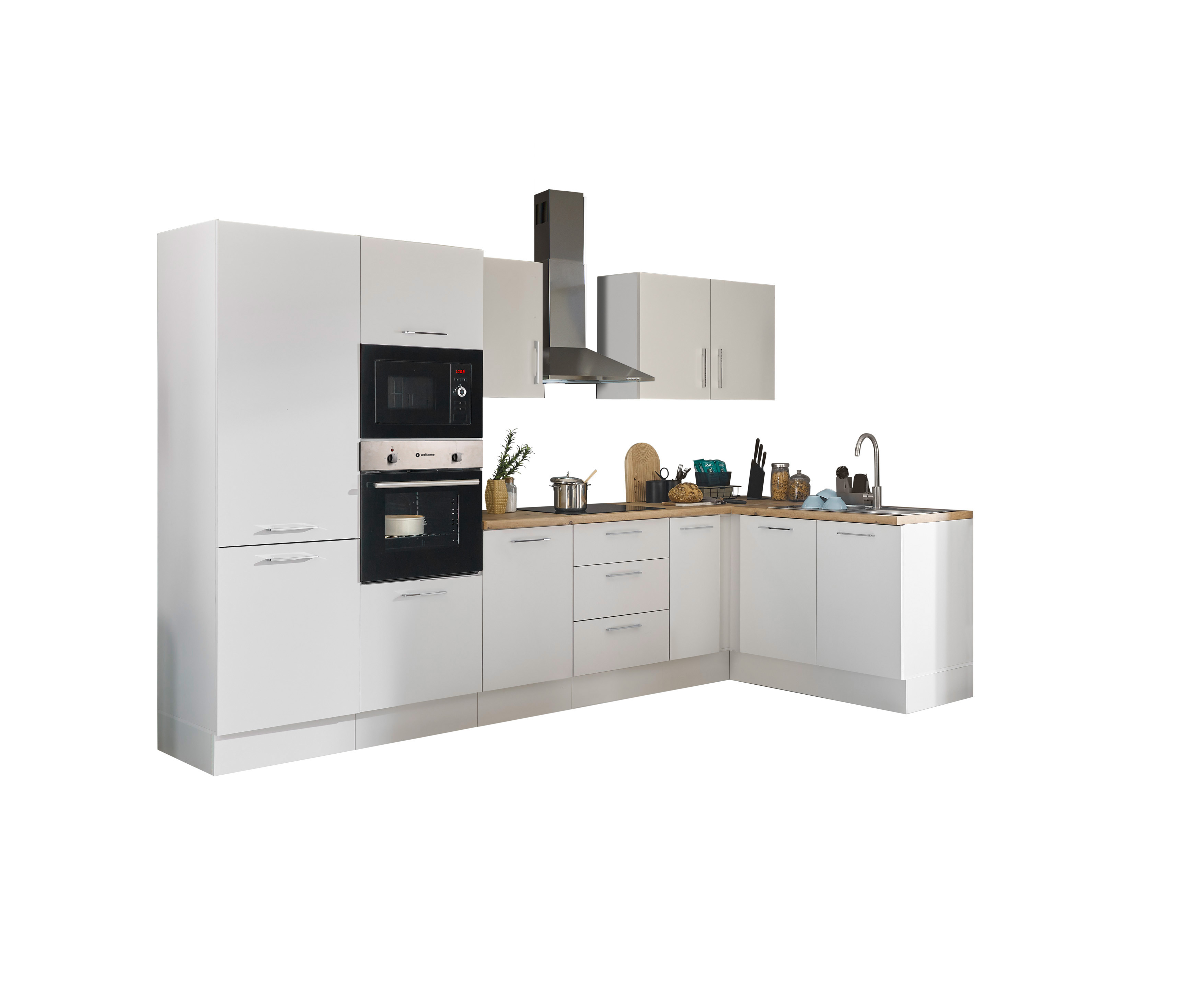Bloc cuisine avec électroménager CORNWALL (bloc cuisine-four-réfrigérateur-micro-ondes) I