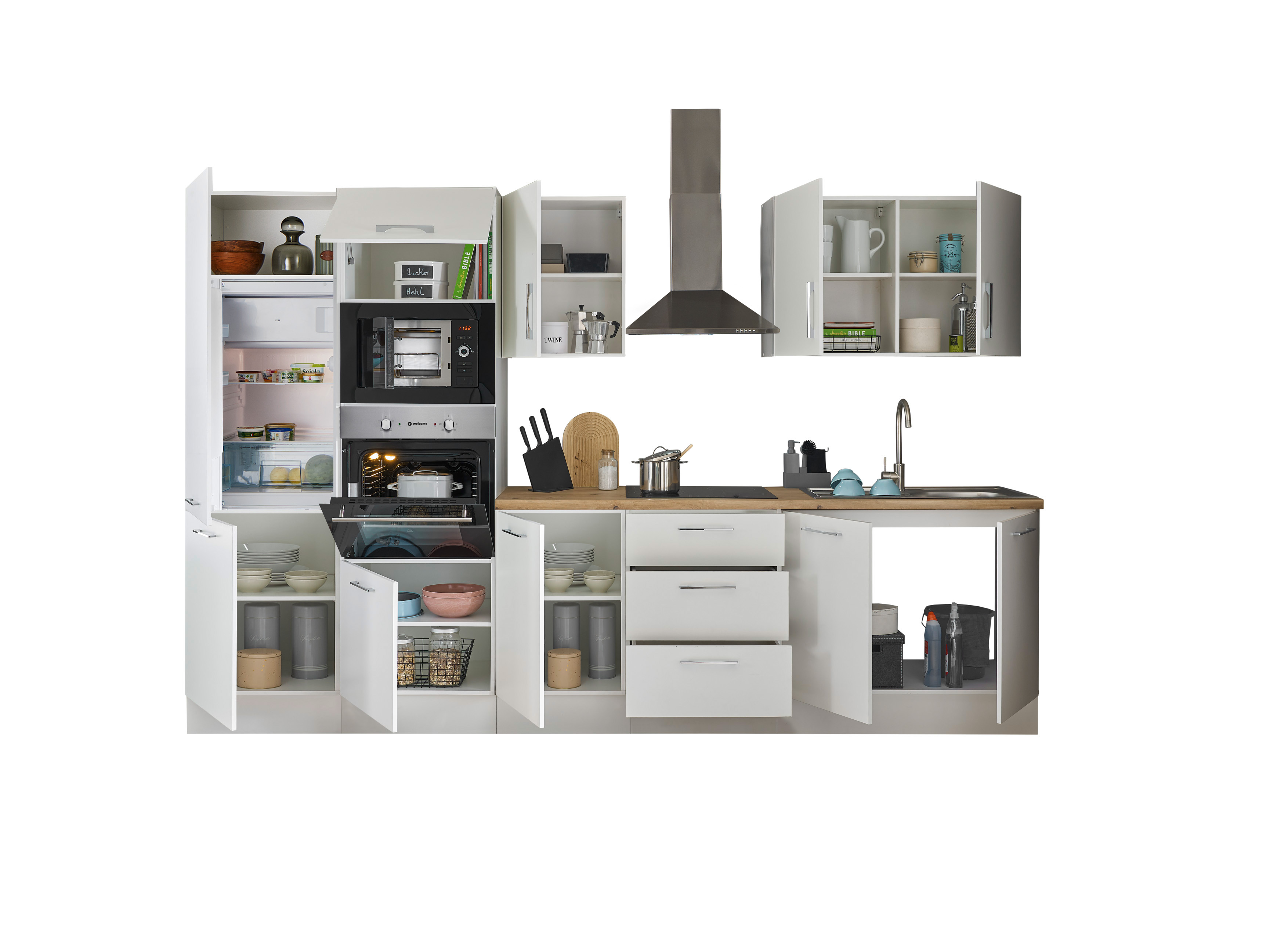 Bloc cuisine avec électroménager CORNWALL (bloc cuisine-four-réfrigérateur-micro-ondes) I