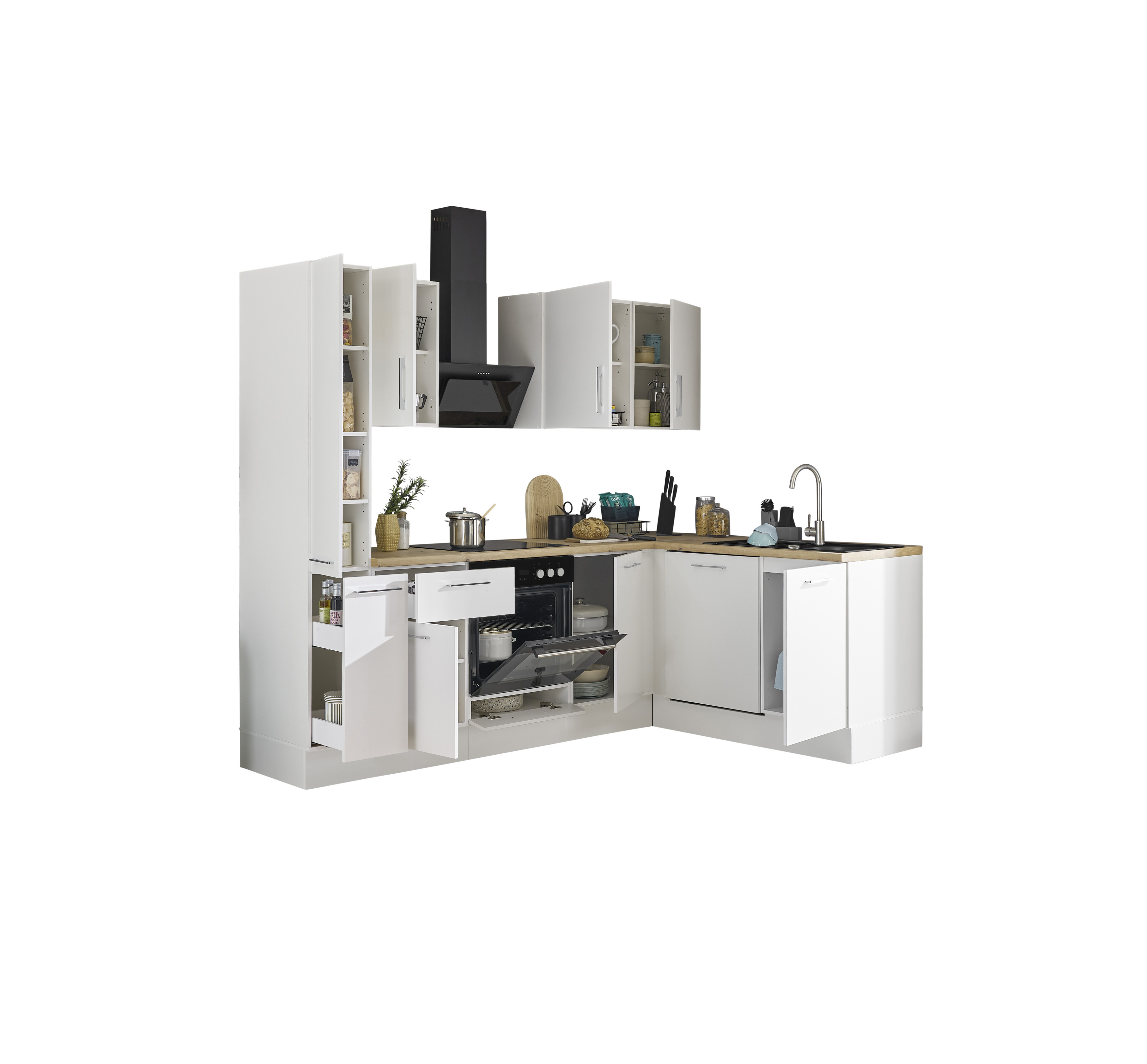 Bloc cuisine avec électroménager CORNWALL (cuisine d'angle-armoire coulissante-lave-vaisselle) II