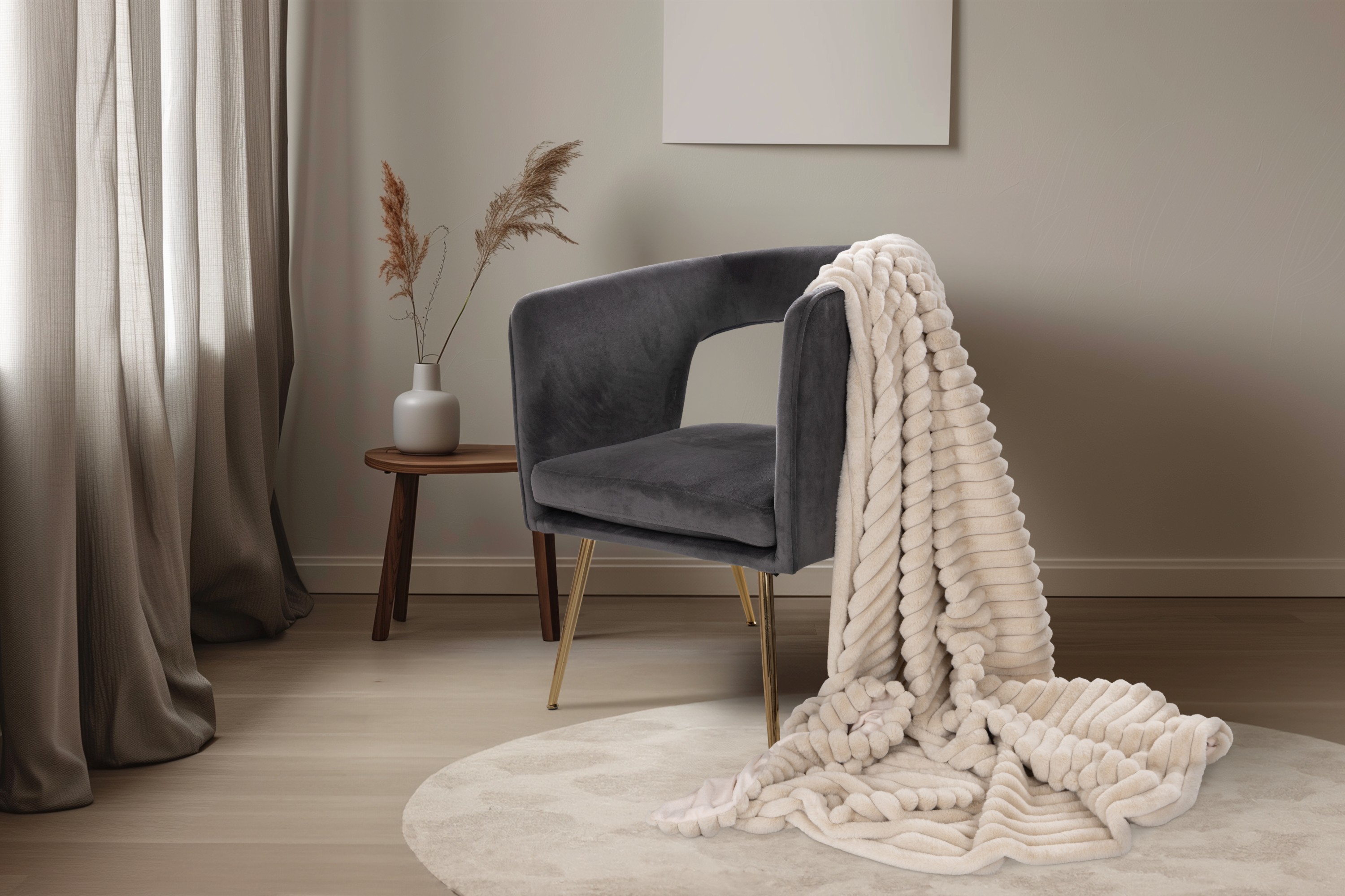 Plaid aspect velours côtelé PLUSH BLANKET