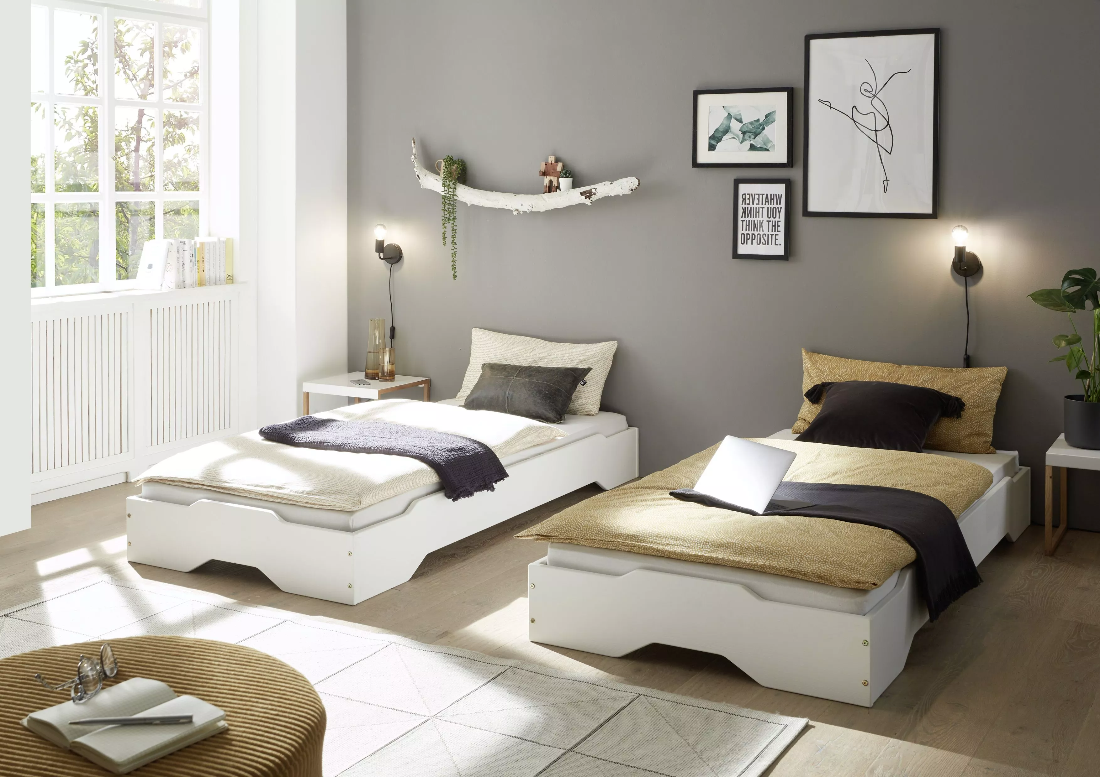 Lot de 2 lits 90 x 200 cm DOUBLE
