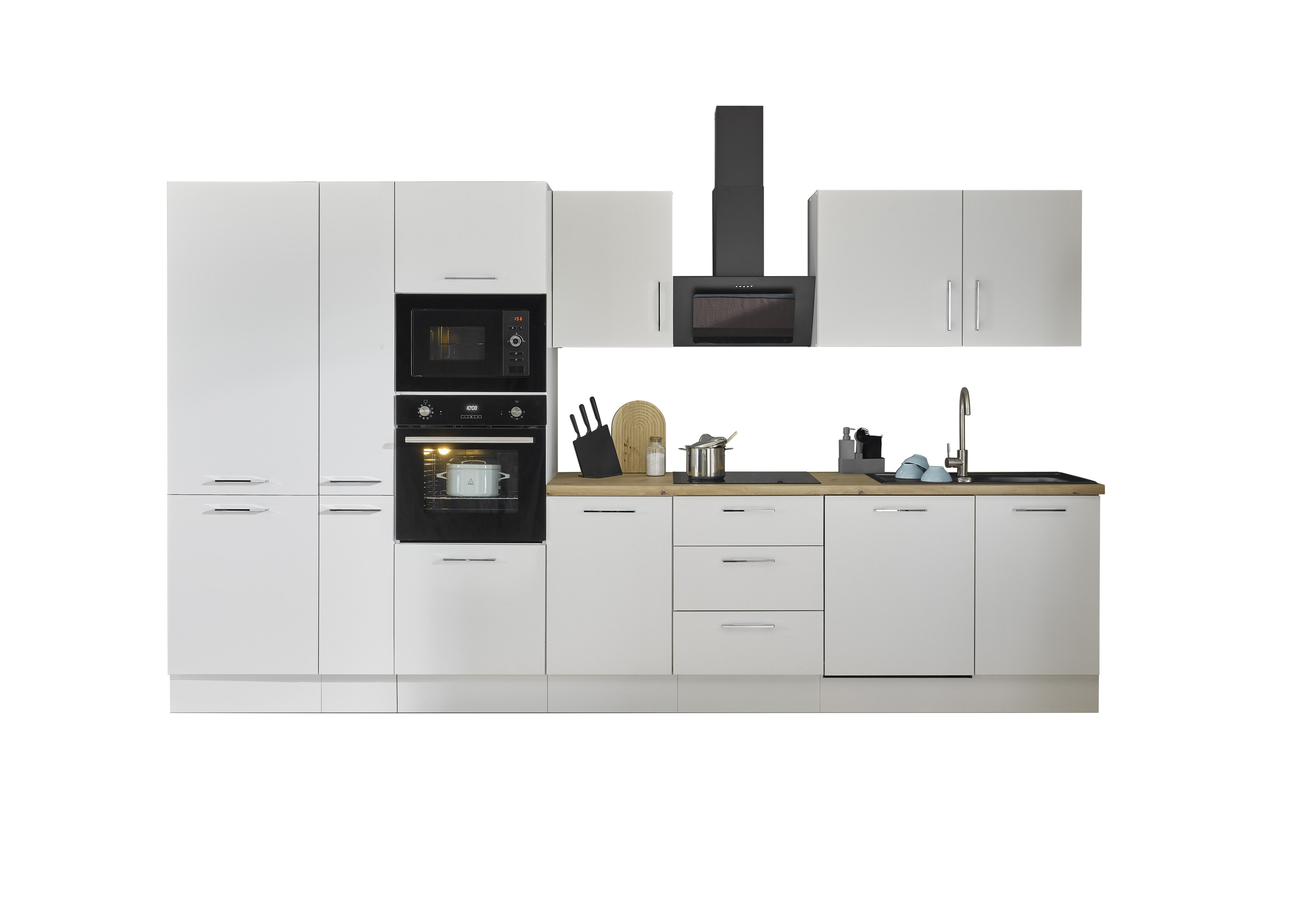 Bloc cuisine avec électroménager CORNWALL (bloc cuisine-four-lave-vaisselle-réfrigérateur-micro-ondes-armoire coulissantes) II