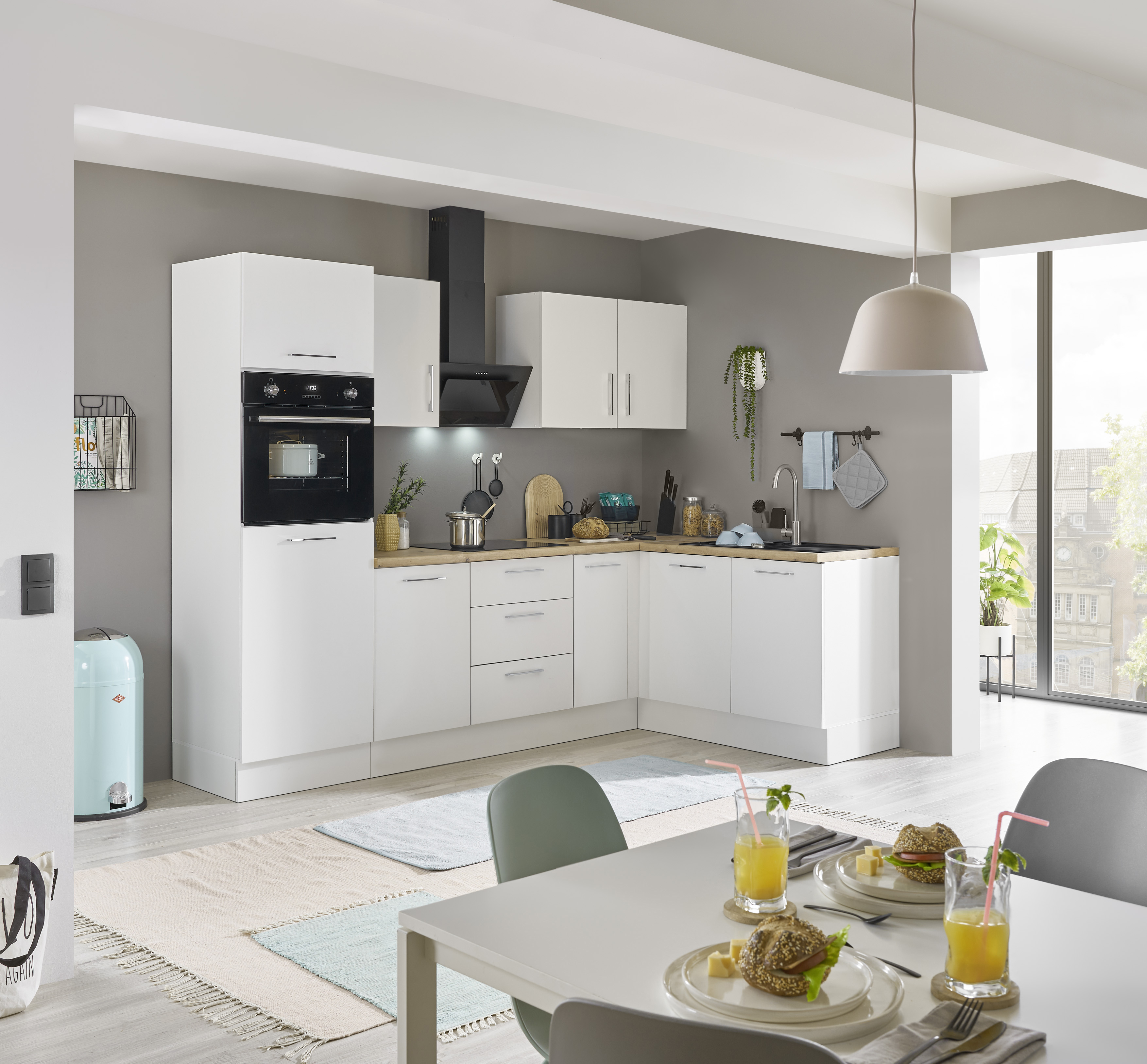 Bloc cuisine avec électroménager CORNWALL (cuisine d'angle-four-réfrigérateur) II