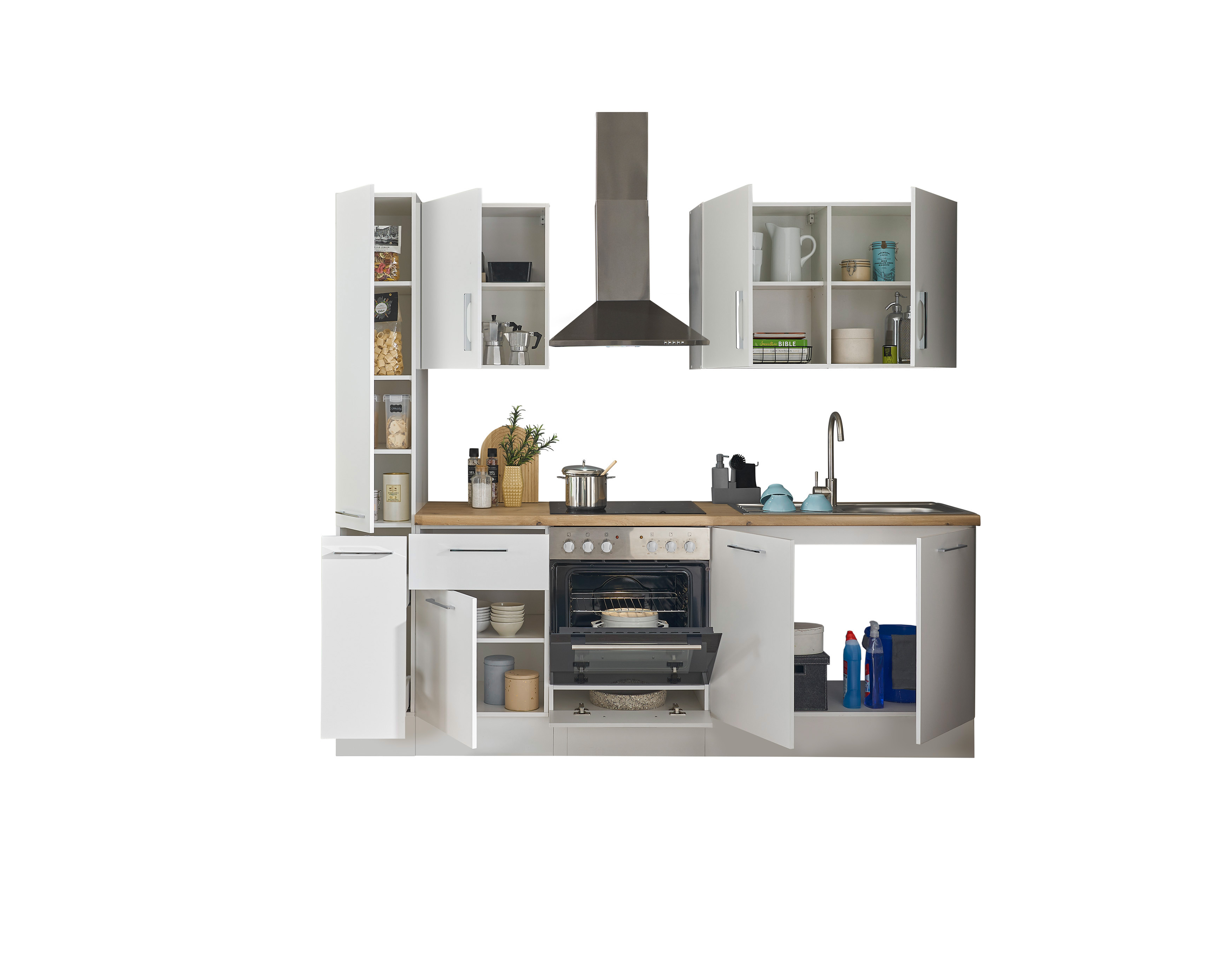 Bloc cuisine avec électroménager CORNWALL (bloc cuisine-armoire coulissante) I