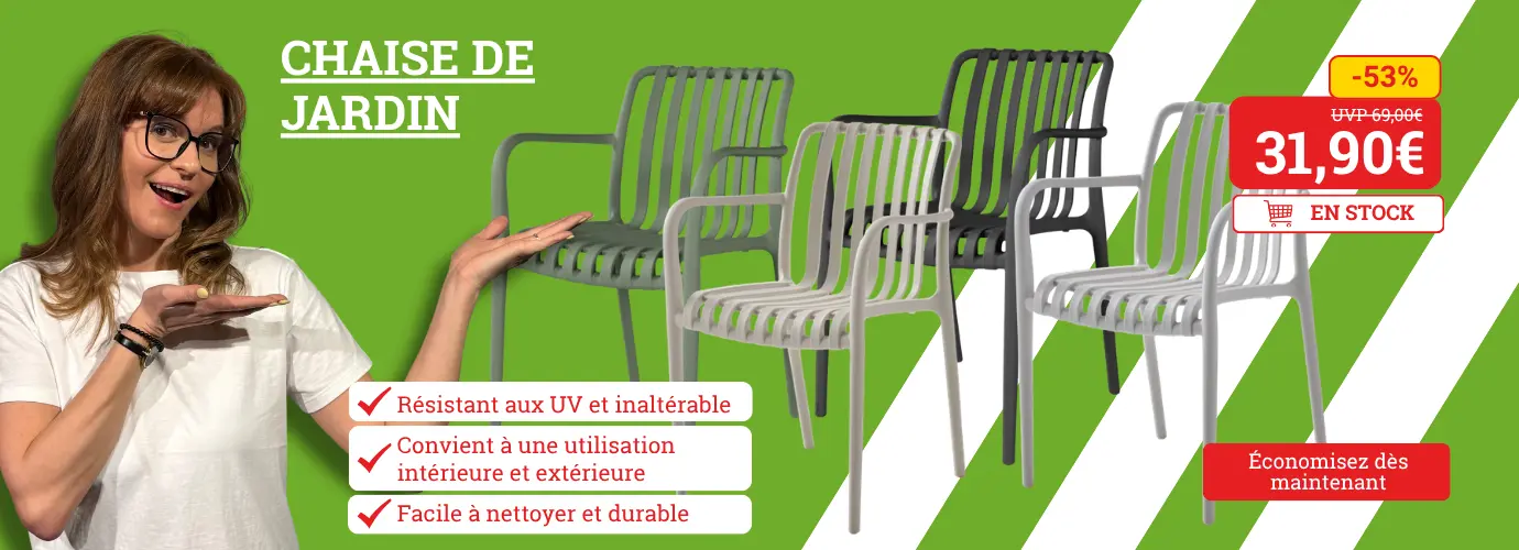 Chaise de jardin PIXA. Disponible en plusieurs couleurs.