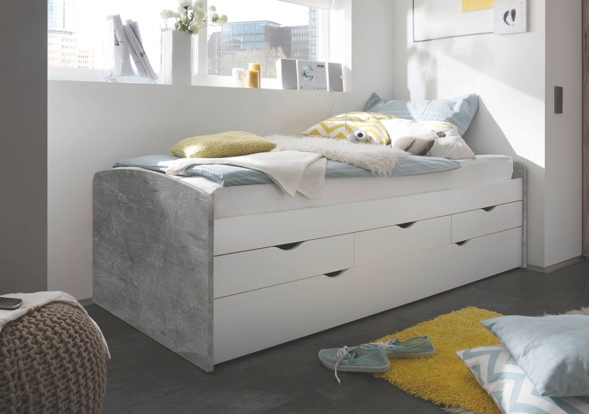 Lit gigogne avec rangement 90 x 200 cm NESSI