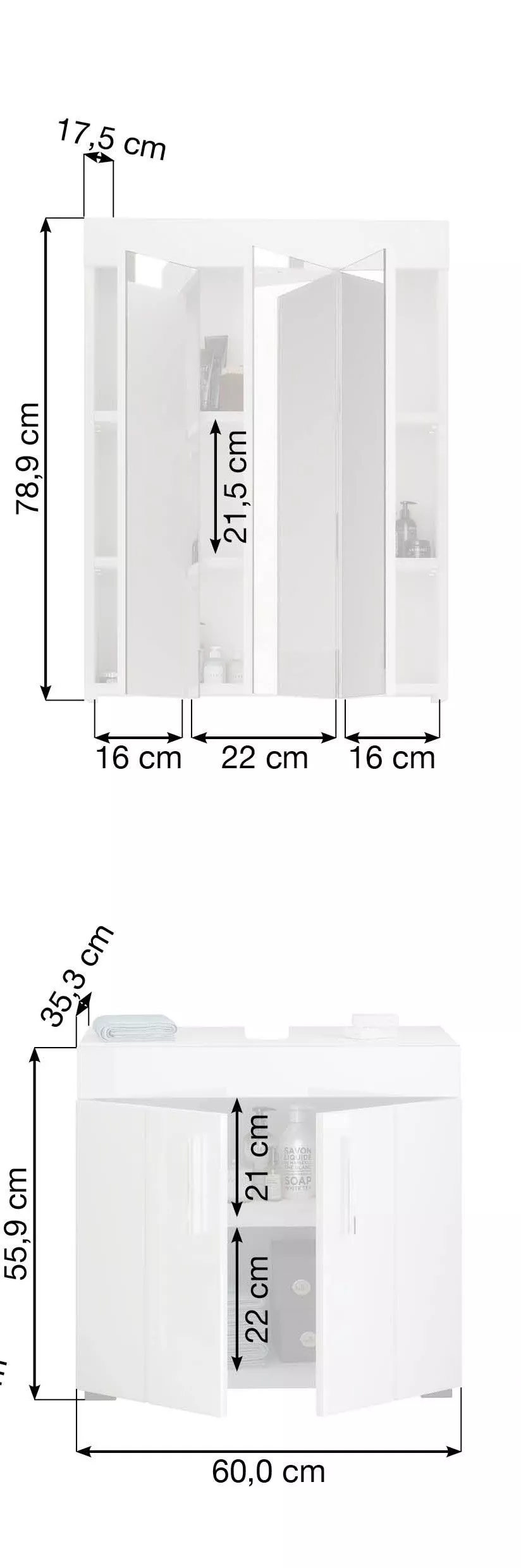 Salle de bains combinée 2 éléments SEKOTA