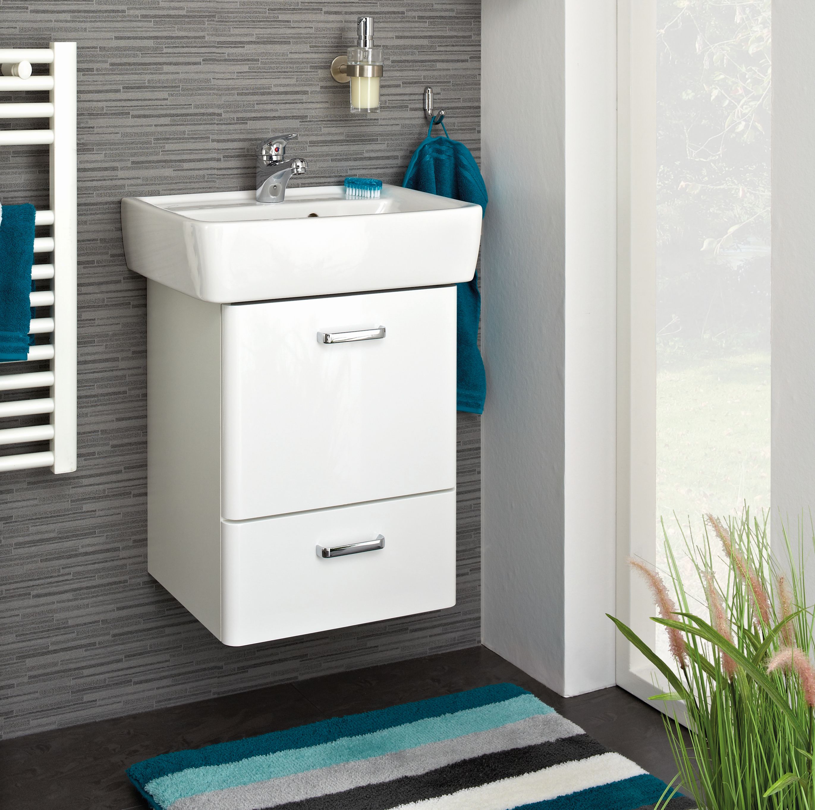 Meuble sous vasque avec plan vasque en céramique PIOLO Meuble sous vasque avec plan vasque en céramique PIOLO