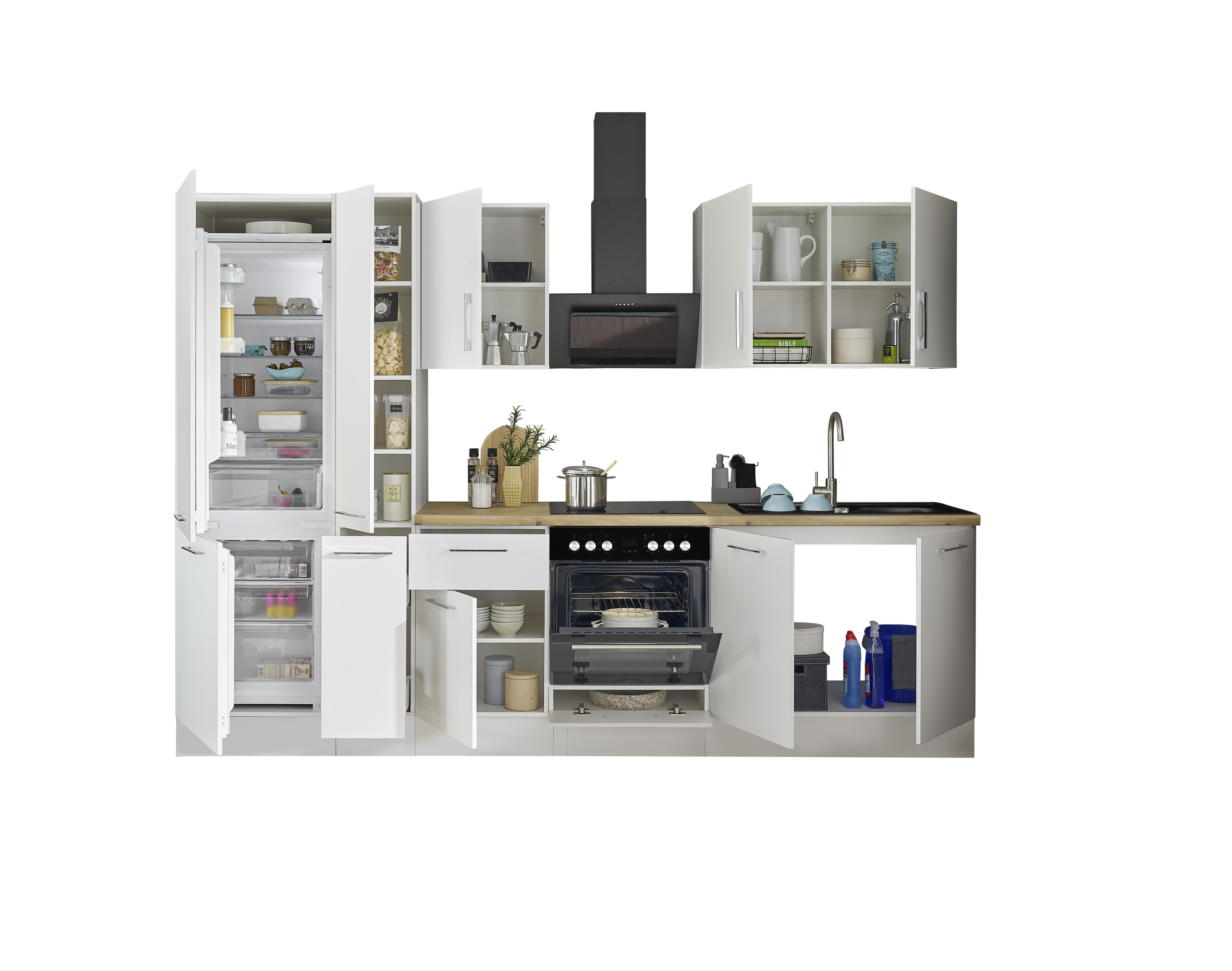 Bloc cuisine avec électroménager CORNWALL (bloc cuisine-réfrigérateur-armoire coulissante) II