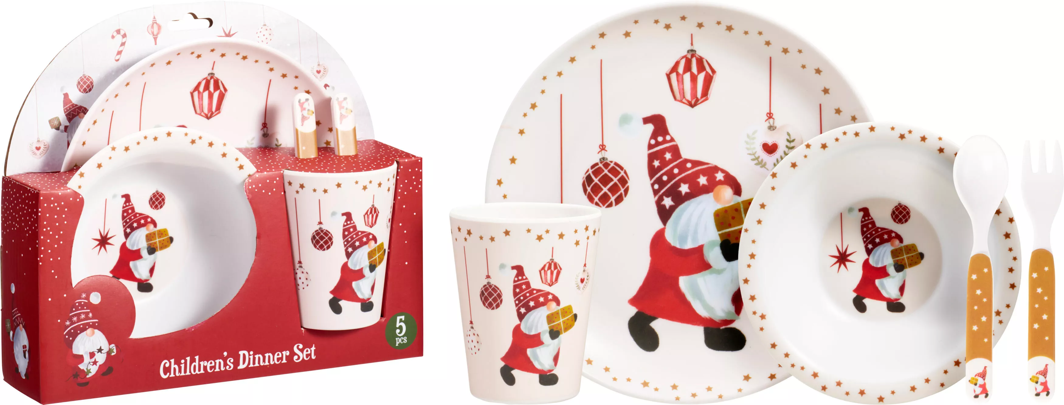 Set vaisselle pour enfant motif lutin 5 pièces CHRISTMAS