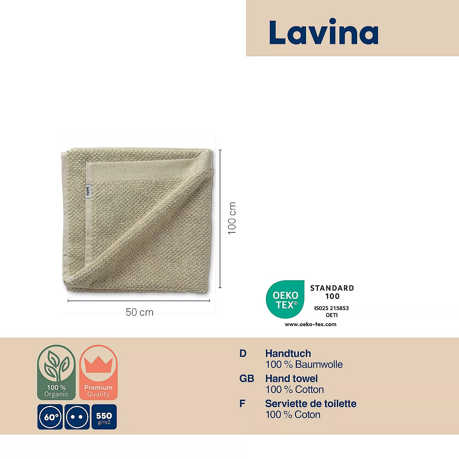 Serviette de toilette en coton BIO LAVINIA