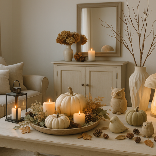 Décoration d'automne dans les tons chashmere
