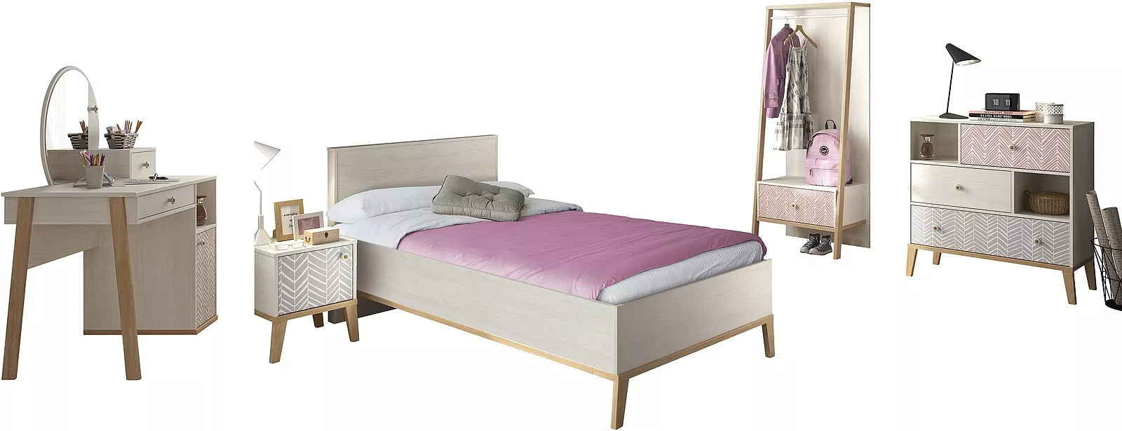 Chambre junior 6 éléments avec lit 90 cm ALIKA 2