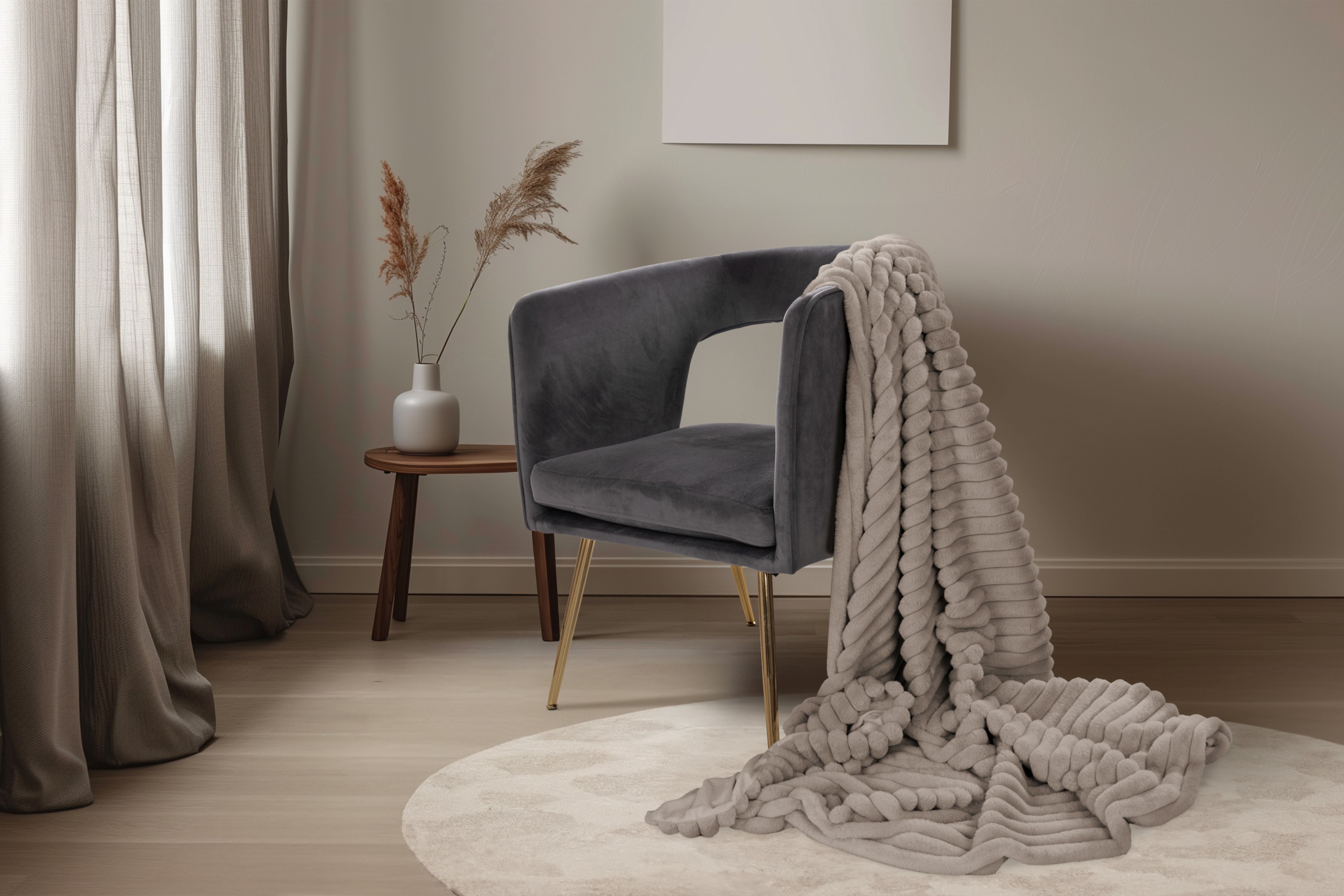 Plaid aspect velours côtelé PLUSH BLANKET