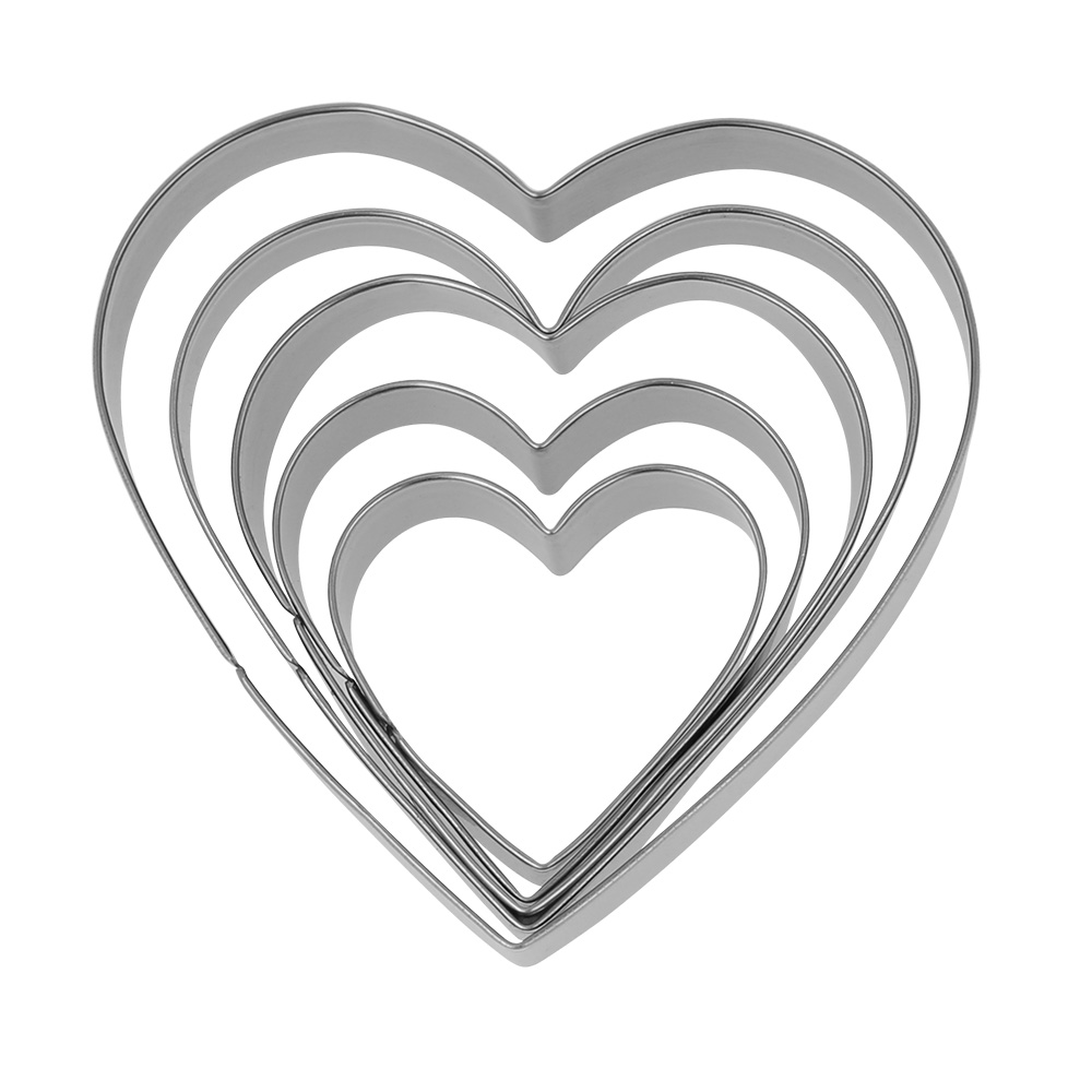 Lot de 5 emporte-pièces en forme de cœurs  KITCHEN