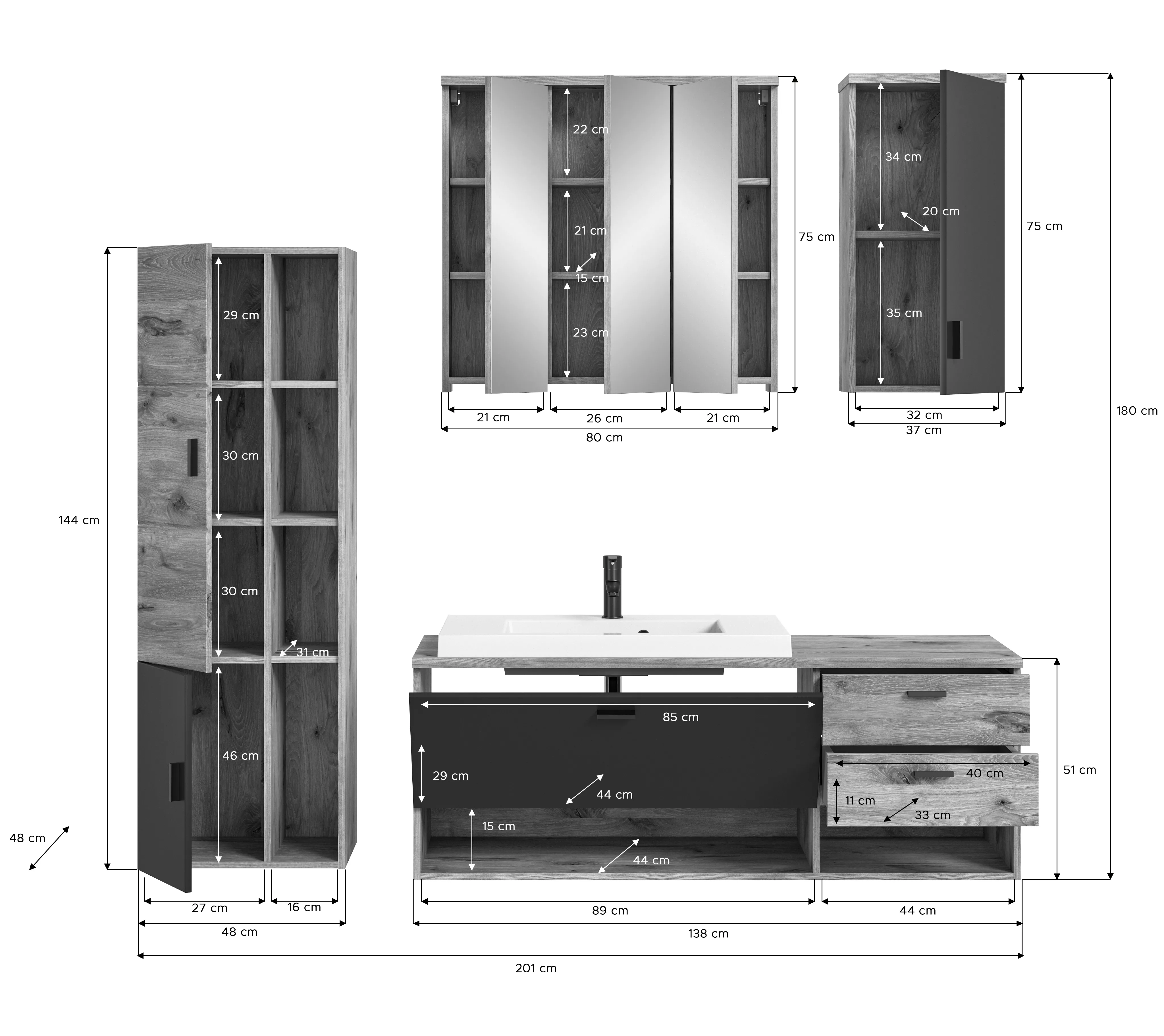 Salle de bains combinée 4 éléments METU
