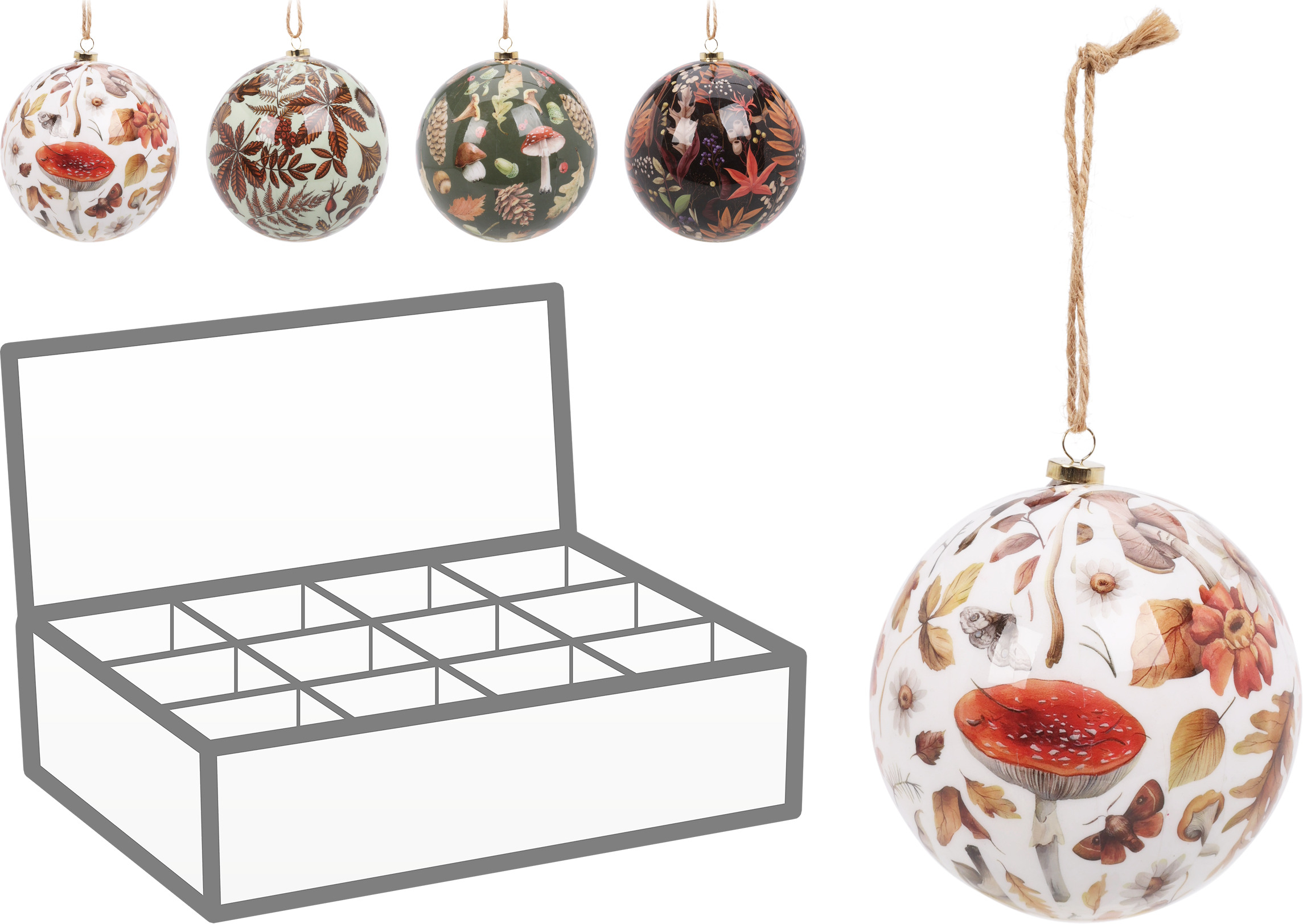 Petite boule décorative à suspendre avec décor de feuilles HERBST Petite boule décorative à suspendre avec décor de feuilles HERBST