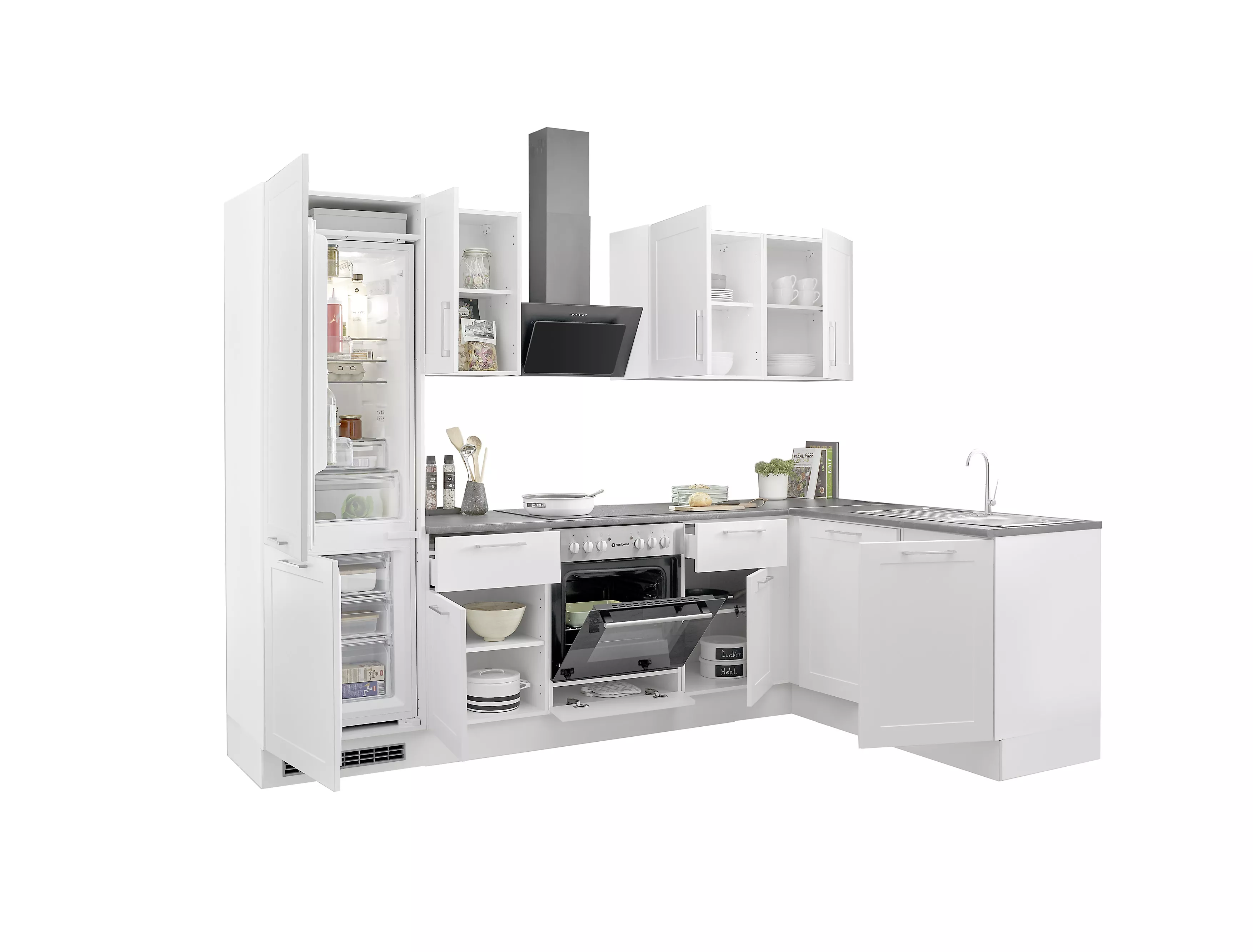 Bloc cuisine avec électroménager HASTINGS (cuisine d'angle-réfrigérateur) I