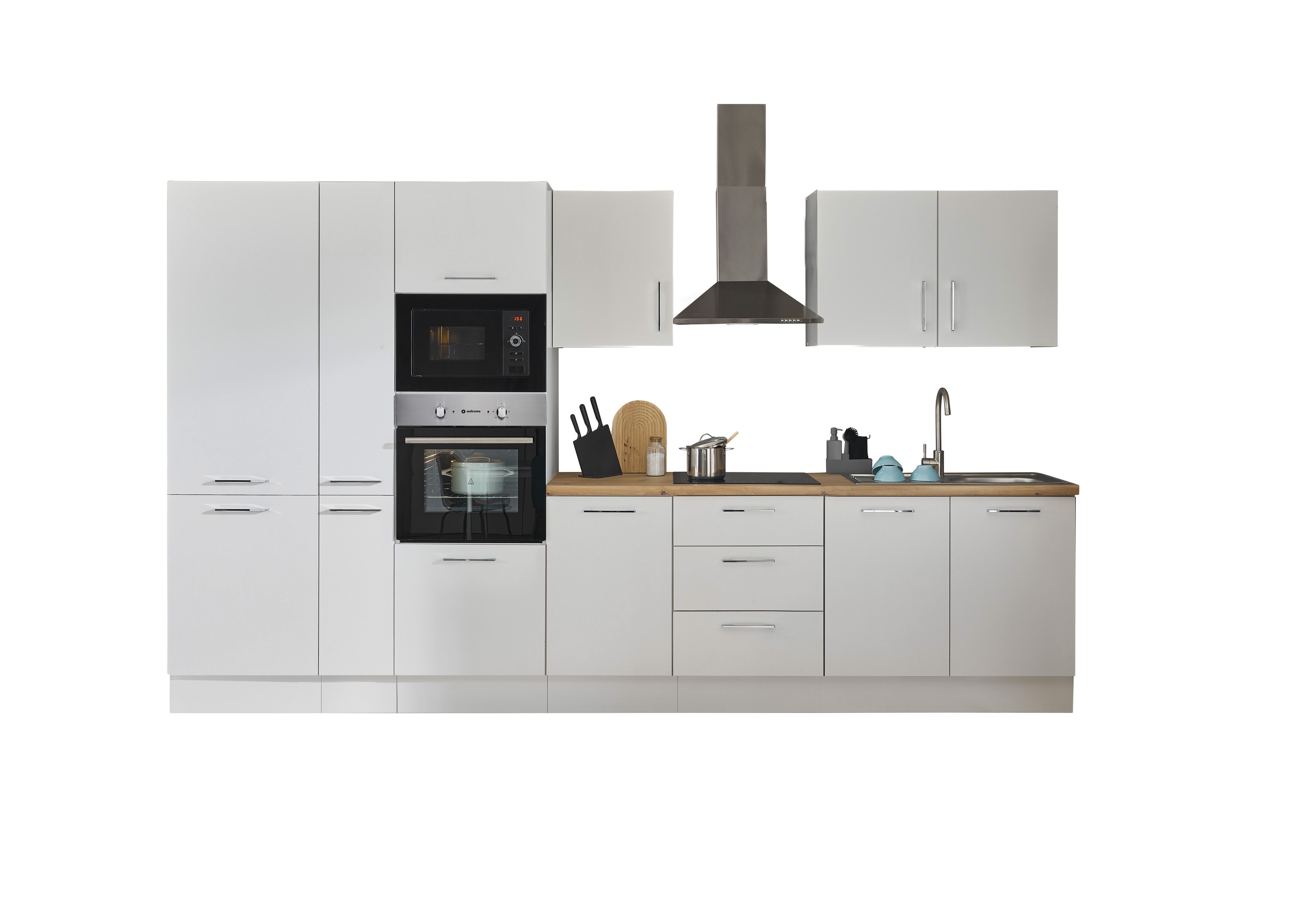 Bloc cuisine avec électroménager CORNWALL (bloc cuisine-four-réfrigérateur-micro-ondes-armoire coulissante) I Bloc cuisine avec électroménager CORNWALL (bloc cuisine-four-réfrigérateur-micro-ondes-armoire coulissante) I